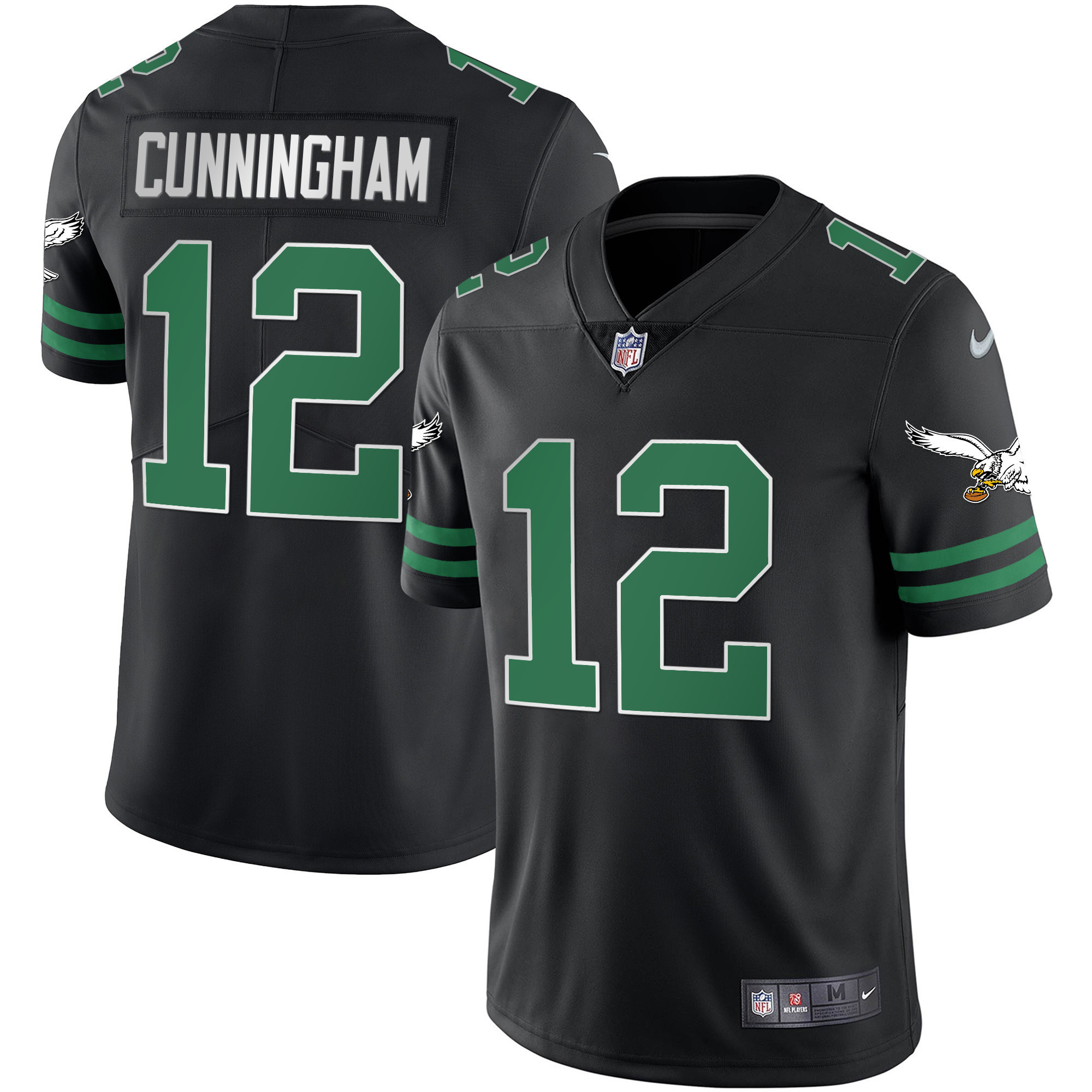 Randall Cunningham Men's Philadelphia Eagles Gold & Kelly Vapor Kelly Black Jersey - All Stitched