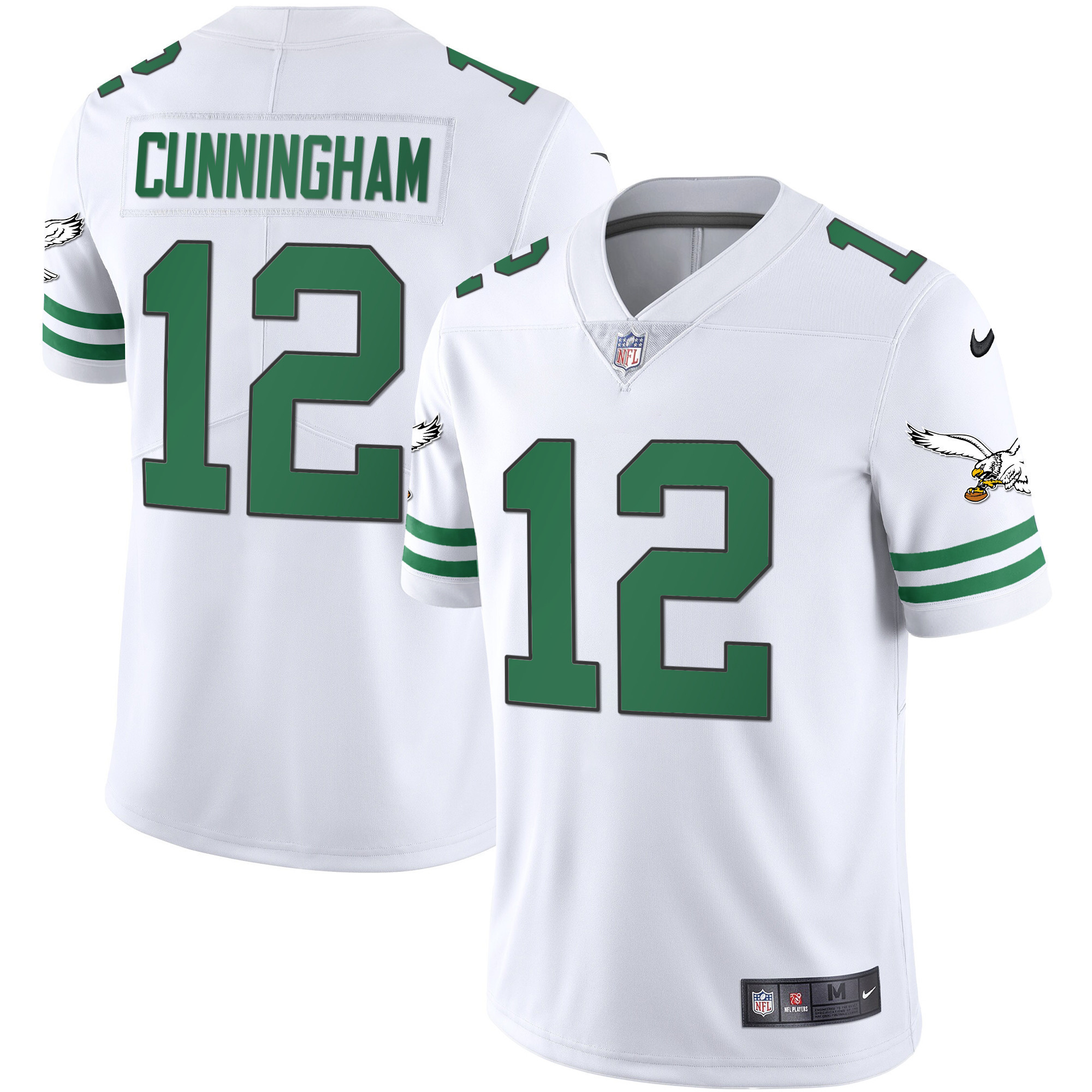 Randall Cunningham Men's Philadelphia Eagles Gold & Kelly Vapor Kelly White Jersey - All Stitched
