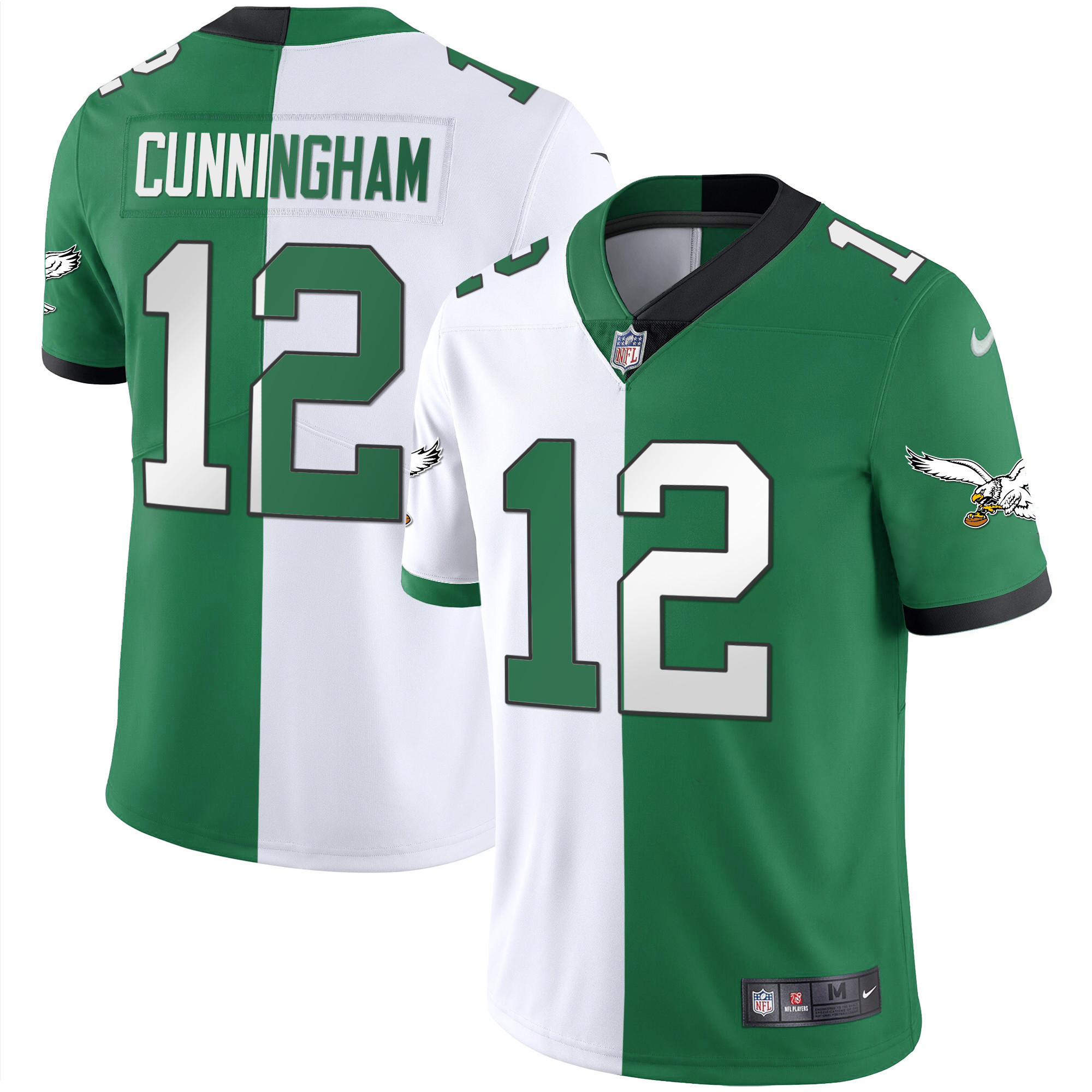 Randall Cunningham Men's Philadelphia Eagles Gold & Kelly Vapor Split Jersey - All Stitched