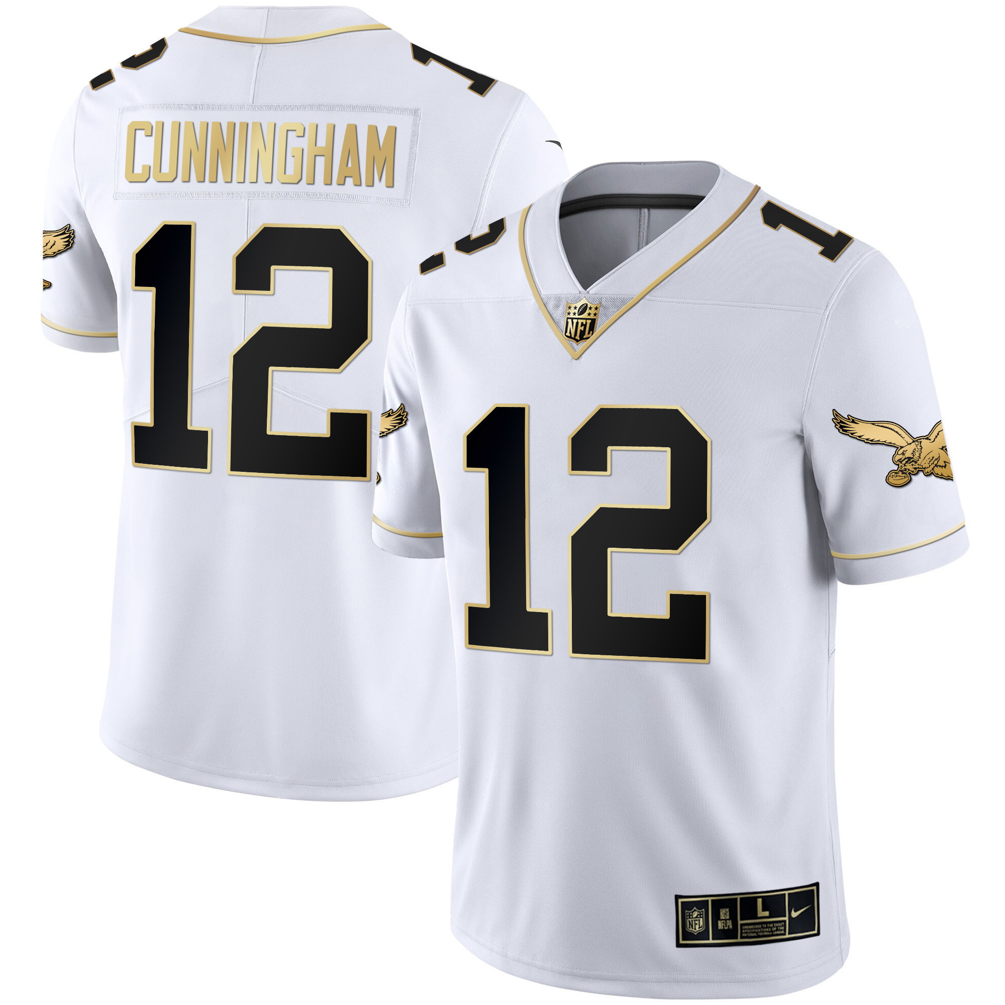 Randall Cunningham Men's Philadelphia Eagles Gold & Kelly Vapor White Gold Jersey - All Stitched