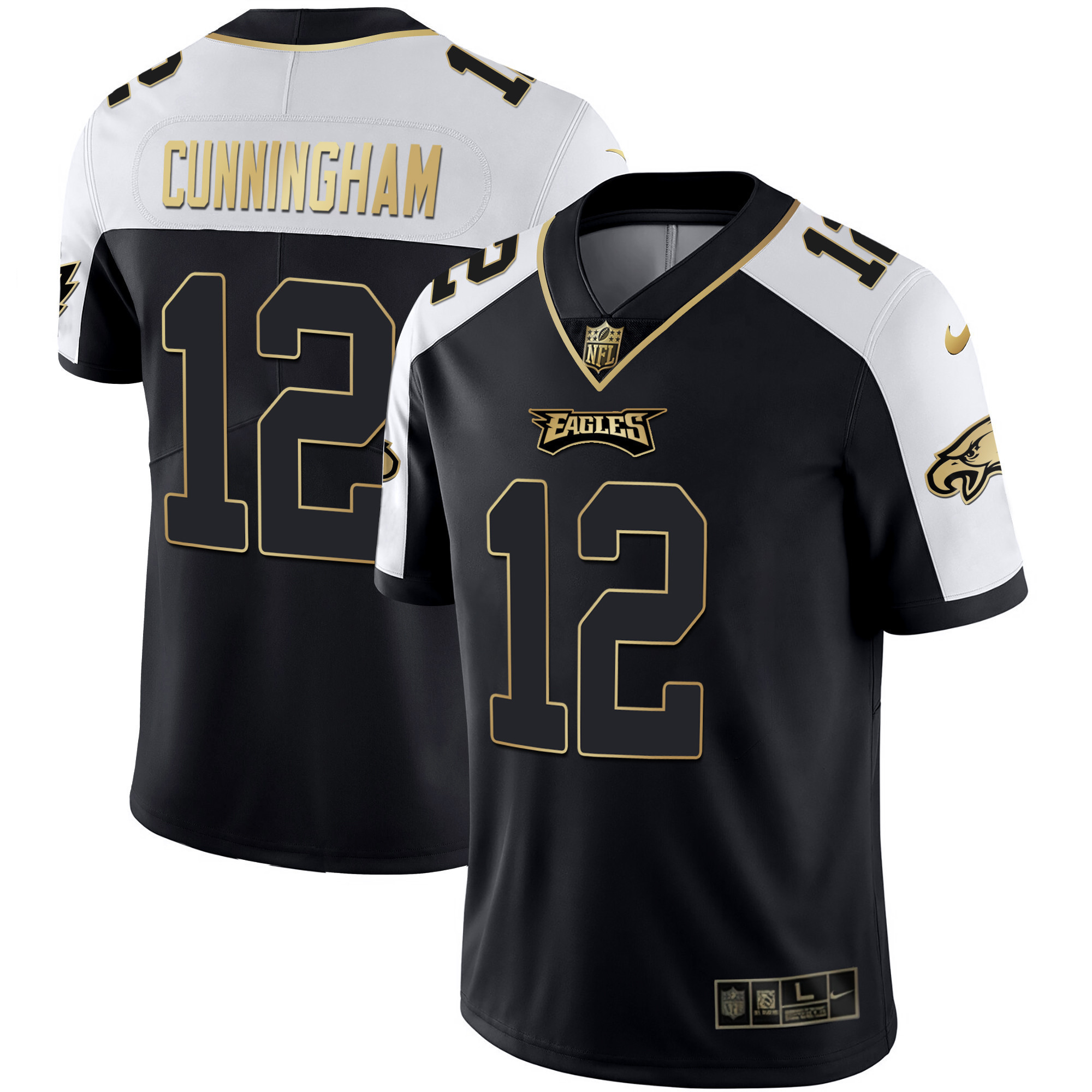 Randall Cunningham Men's Philadelphia Eagles Gold & Split Vapor - All Stitched Alternate Jersey - All Stitched