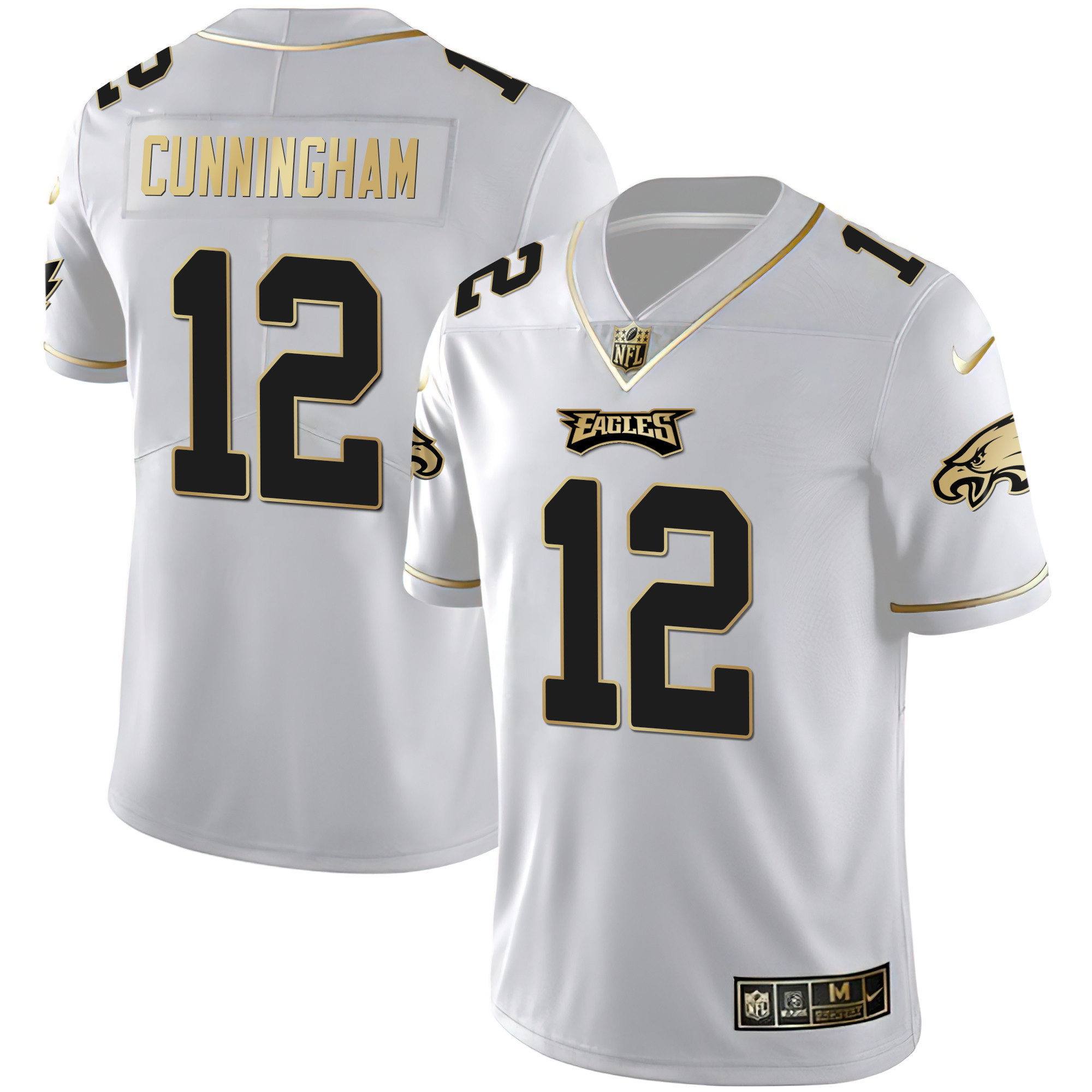 Randall Cunningham Men's Philadelphia Eagles Gold & Split Vapor - All Stitched White Gold Jersey - All Stitched