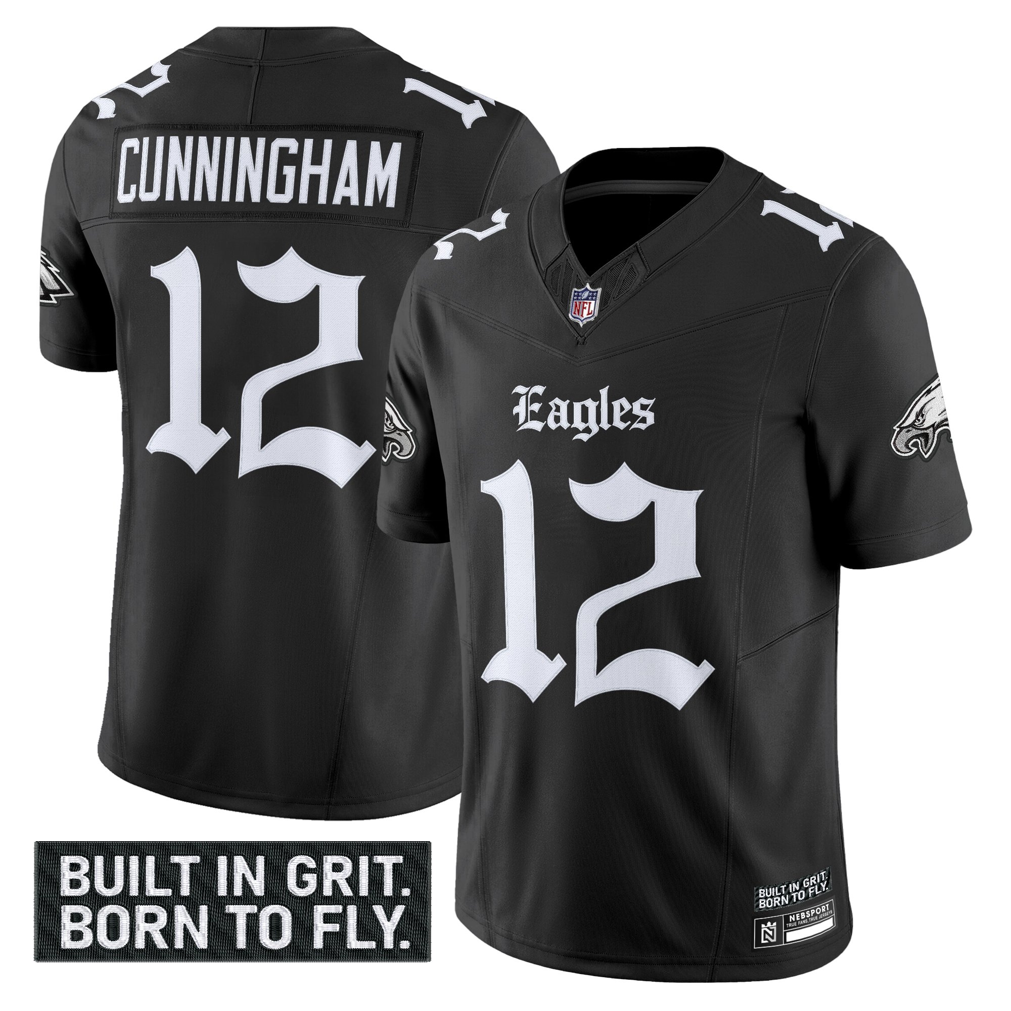 Randall Cunningham Men's Philadelphia Eagles 'Gothic Philly Edition' Vapor Limited Black Jersey - All Stitched