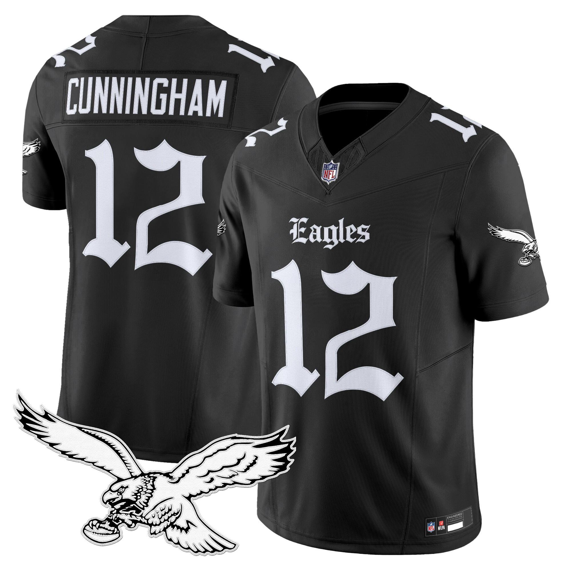 Randall Cunningham Men's Philadelphia Eagles 'Gothic Philly Edition' Vapor Limited Black Jersey - All Stitched