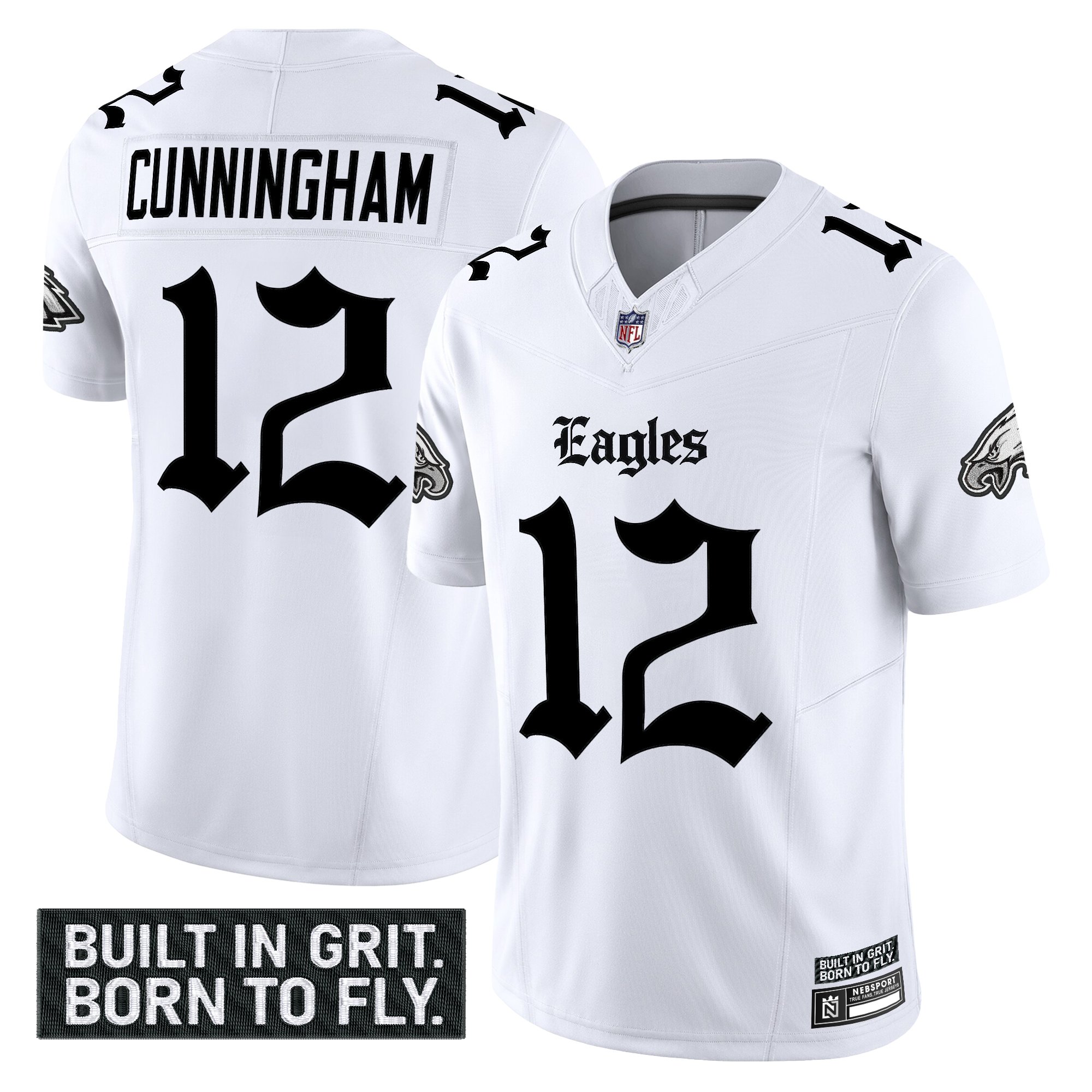 Randall Cunningham Men's Philadelphia Eagles 'Gothic Philly Edition' Vapor Limited White Jersey - All Stitched