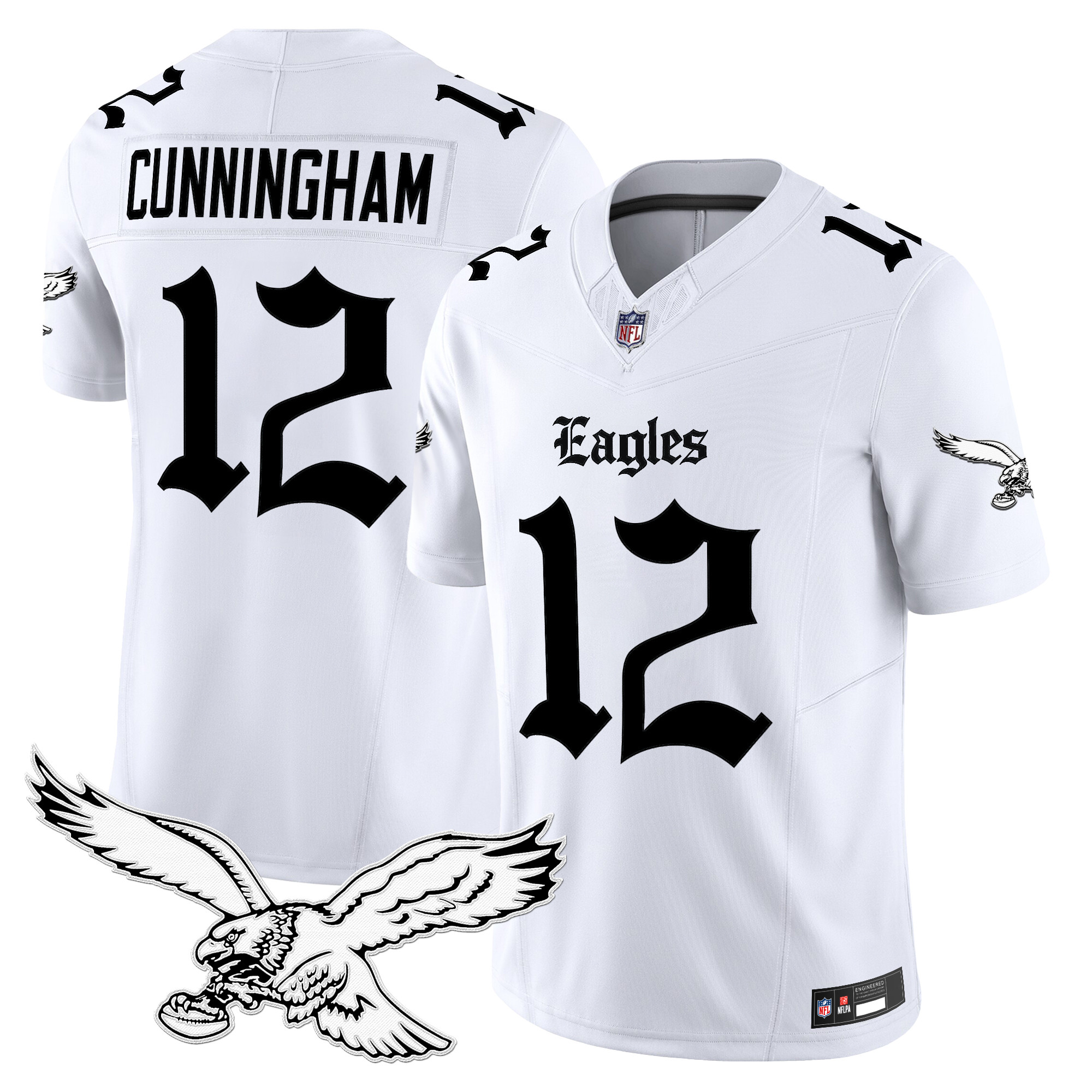 Randall Cunningham Men's Philadelphia Eagles 'Gothic Philly Edition' Vapor Limited White Jersey - All Stitched
