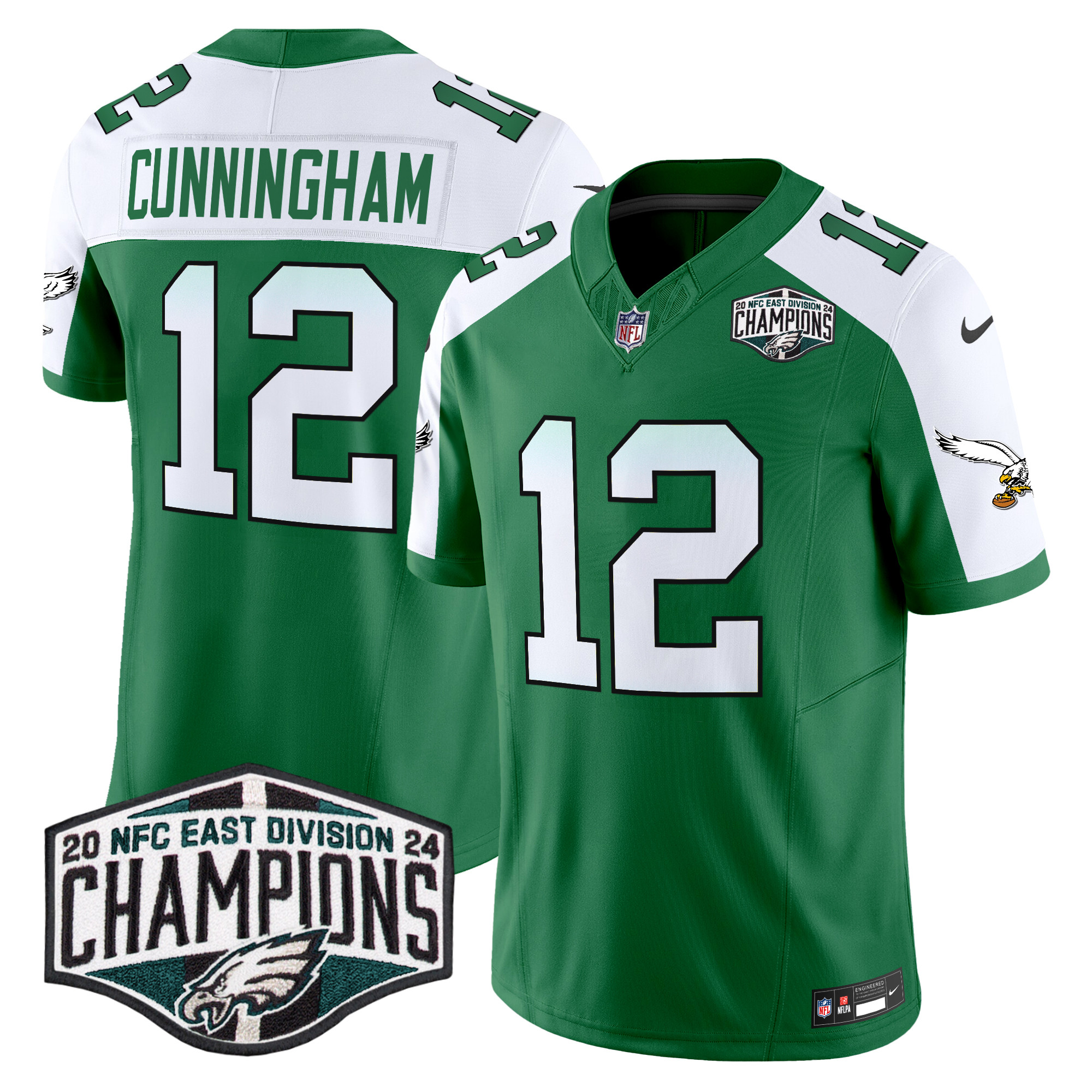 Randall Cunningham Men's Philadelphia Eagles Kelly Green 2024 NFC East Division Champions Vapor Limited Kelly Alternate Jersey - All Stitched