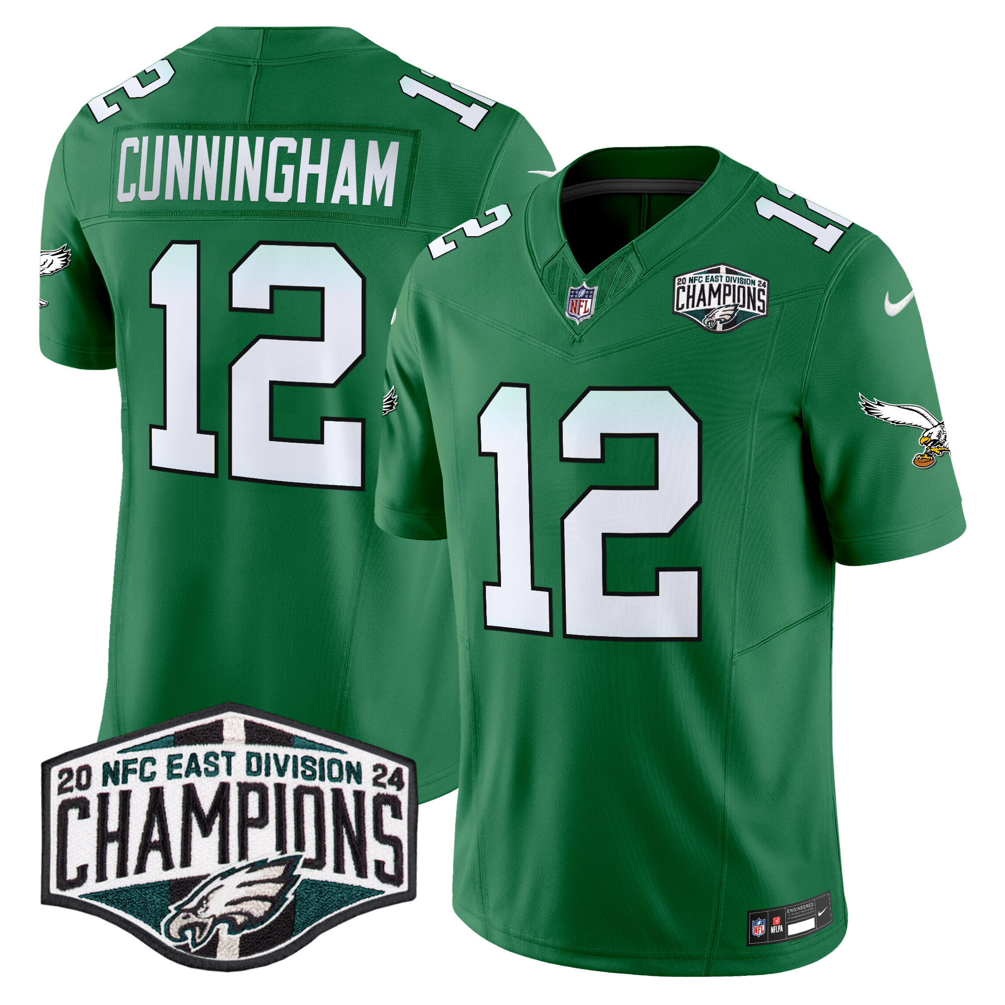 Randall Cunningham Men's Philadelphia Eagles Kelly Green 2024 NFC East Division Champions Vapor Limited Kelly Green Jersey - All Stitched