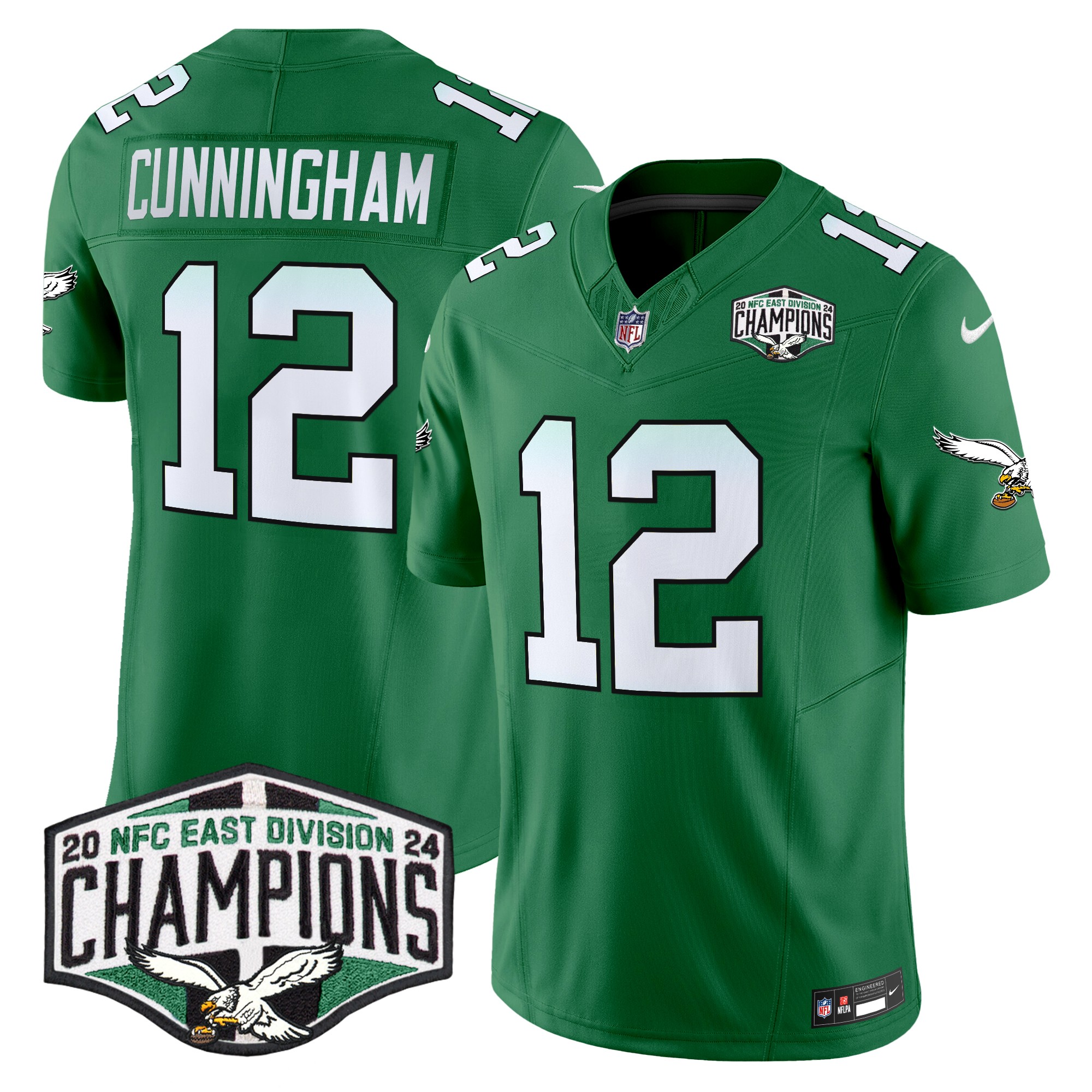 Randall Cunningham Men's Philadelphia Eagles Kelly Green 2024 NFC East Division Champions Vapor Limited Kelly Green Jersey - All Stitched