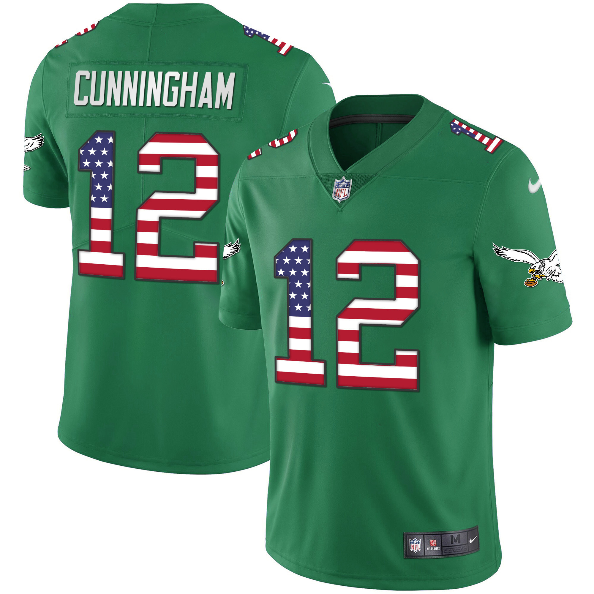 Randall Cunningham Men's Philadelphia Eagles Kelly Green Gold Flag Vapor Kelly Green Jersey - All Stitched