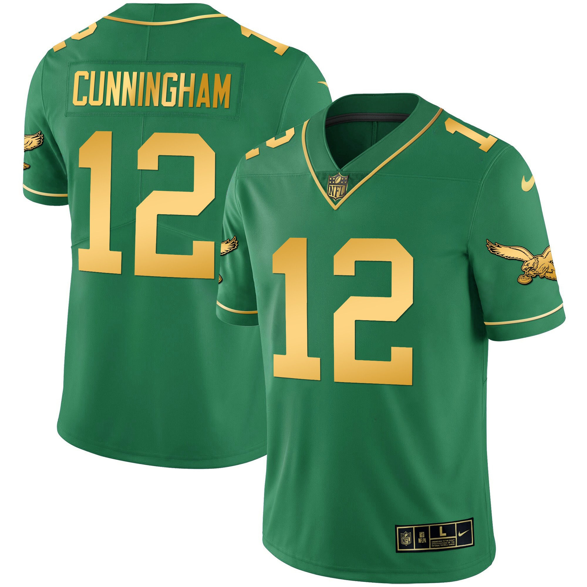 Randall Cunningham Men's Philadelphia Eagles Kelly Green Gold Kelly Gold Jersey - All Stitched