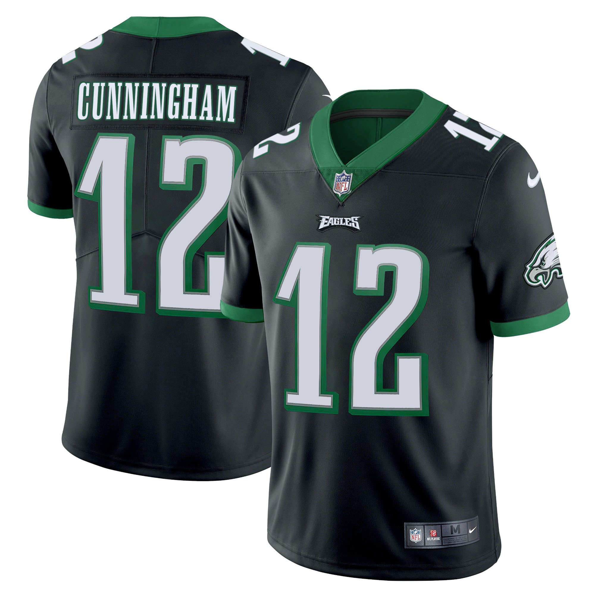 Randall Cunningham Men's Philadelphia Eagles Kelly Green Limited Black Jersey - All Stitched