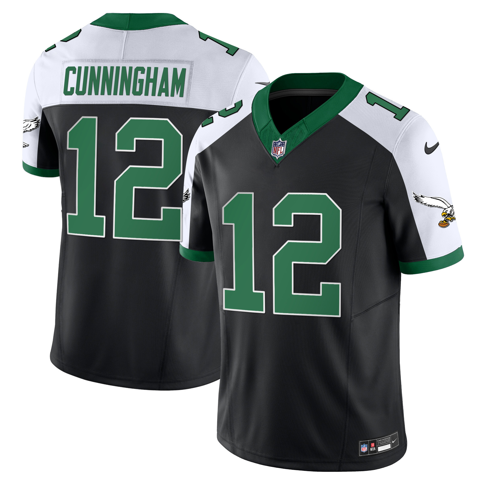 Randall Cunningham Men's Philadelphia Eagles Kelly Green Vapor Limited Black Alternate Jersey - All Stitched