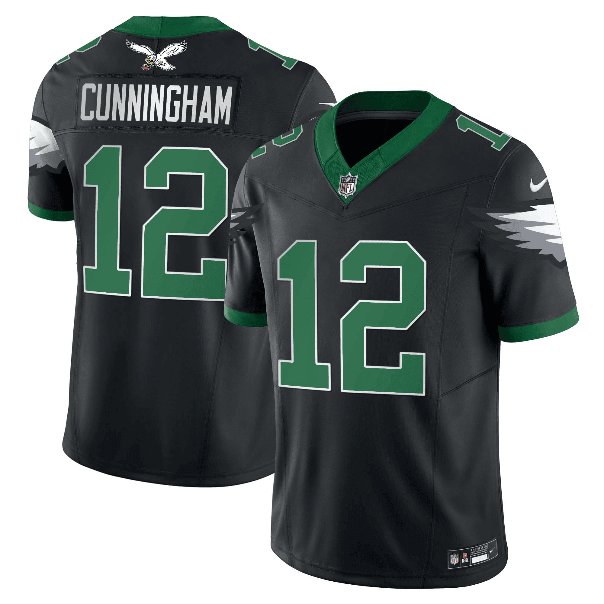 Randall Cunningham Men's Philadelphia Eagles Kelly Green Vapor Limited Black Jersey - All Stitched