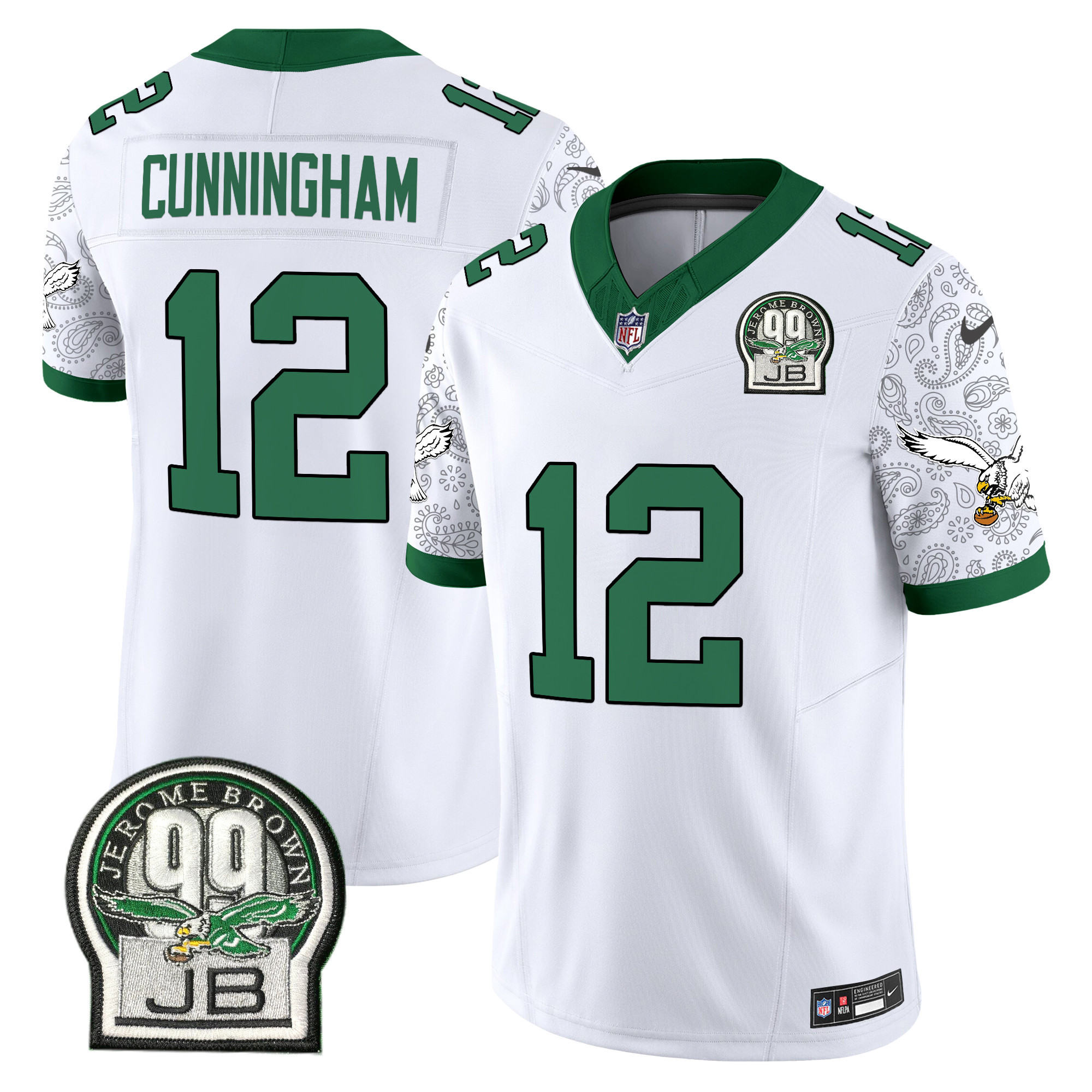 Randall Cunningham Men's Philadelphia Eagles Kelly Green Vapor Limited Kelly White Jersey - All Stitched