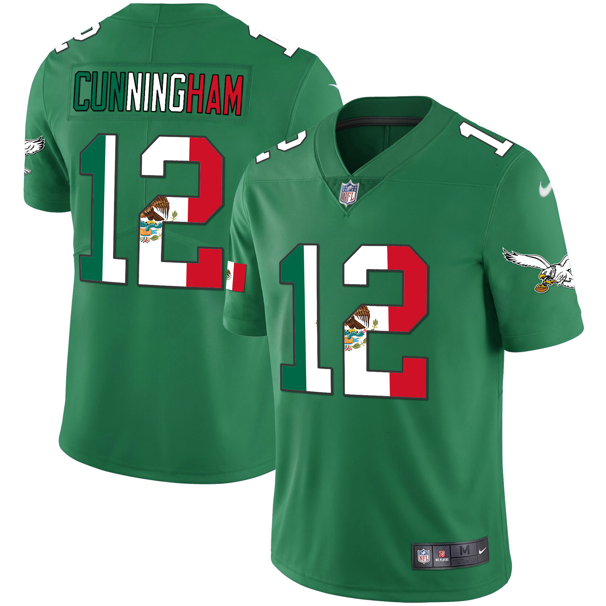 Randall Cunningham Men's Philadelphia Eagles Mexico Gold & Kelly Vapor Kelly Green Jersey - All Stitched