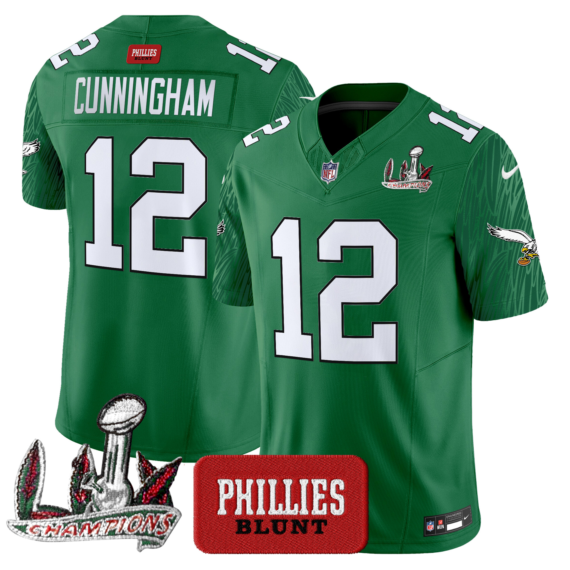 Randall Cunningham Men's Philadelphia Eagles Phillies Blunt Vapor Limited Jersey - Stitched Kelly Green Jersey - All Stitched