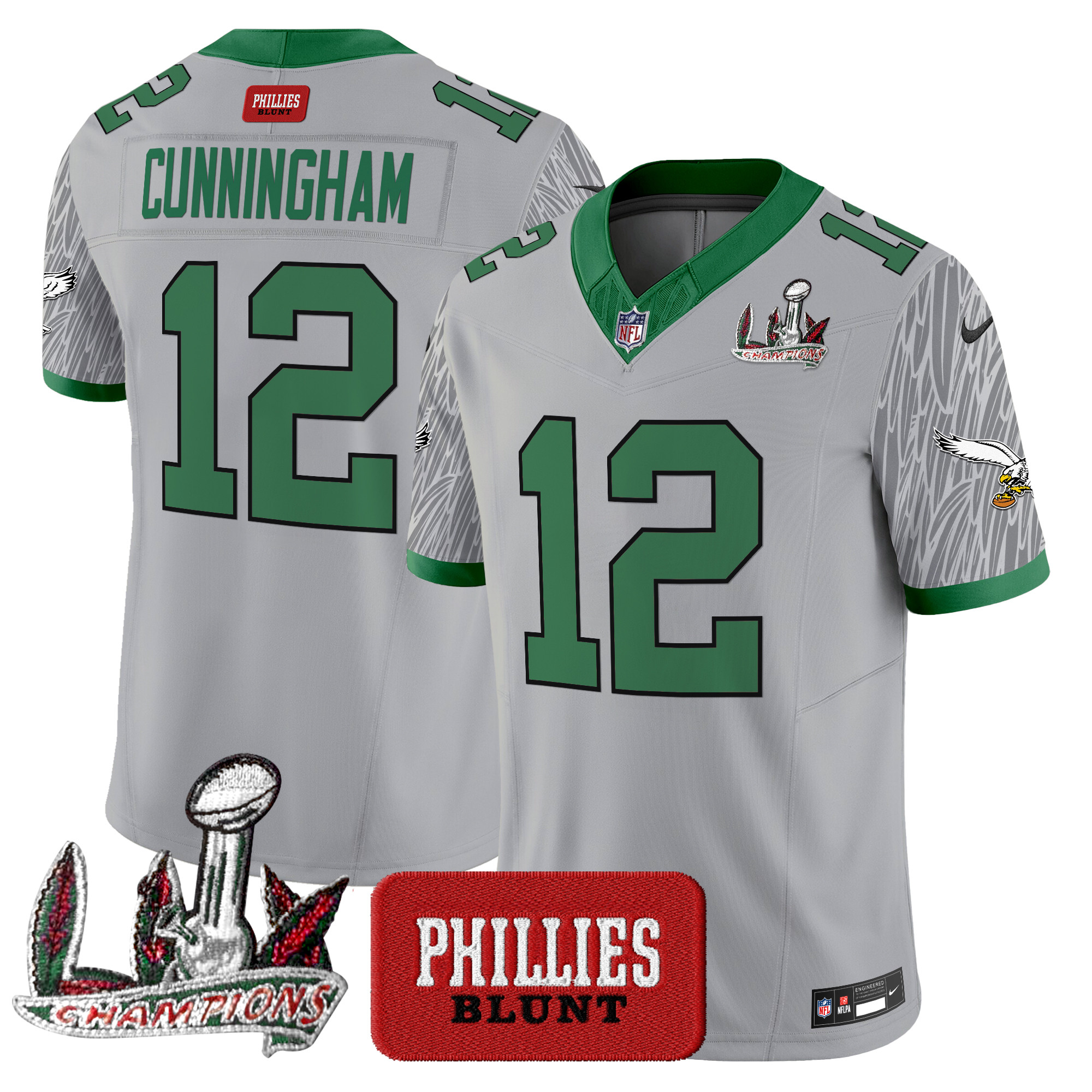Randall Cunningham Men's Philadelphia Eagles Phillies Blunt Vapor Limited Jersey - Stitched Smoke Jersey - All Stitched