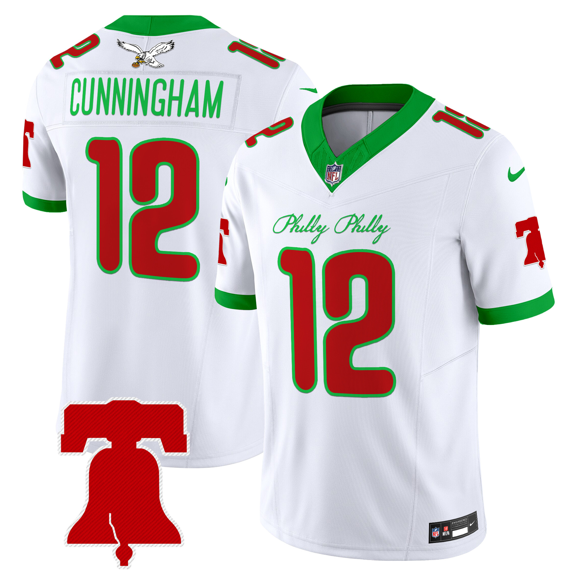 Randall Cunningham Men's Philadelphia Eagles Philly Phanatic Style Vapor Limited Kelly White Jersey - All Stitched