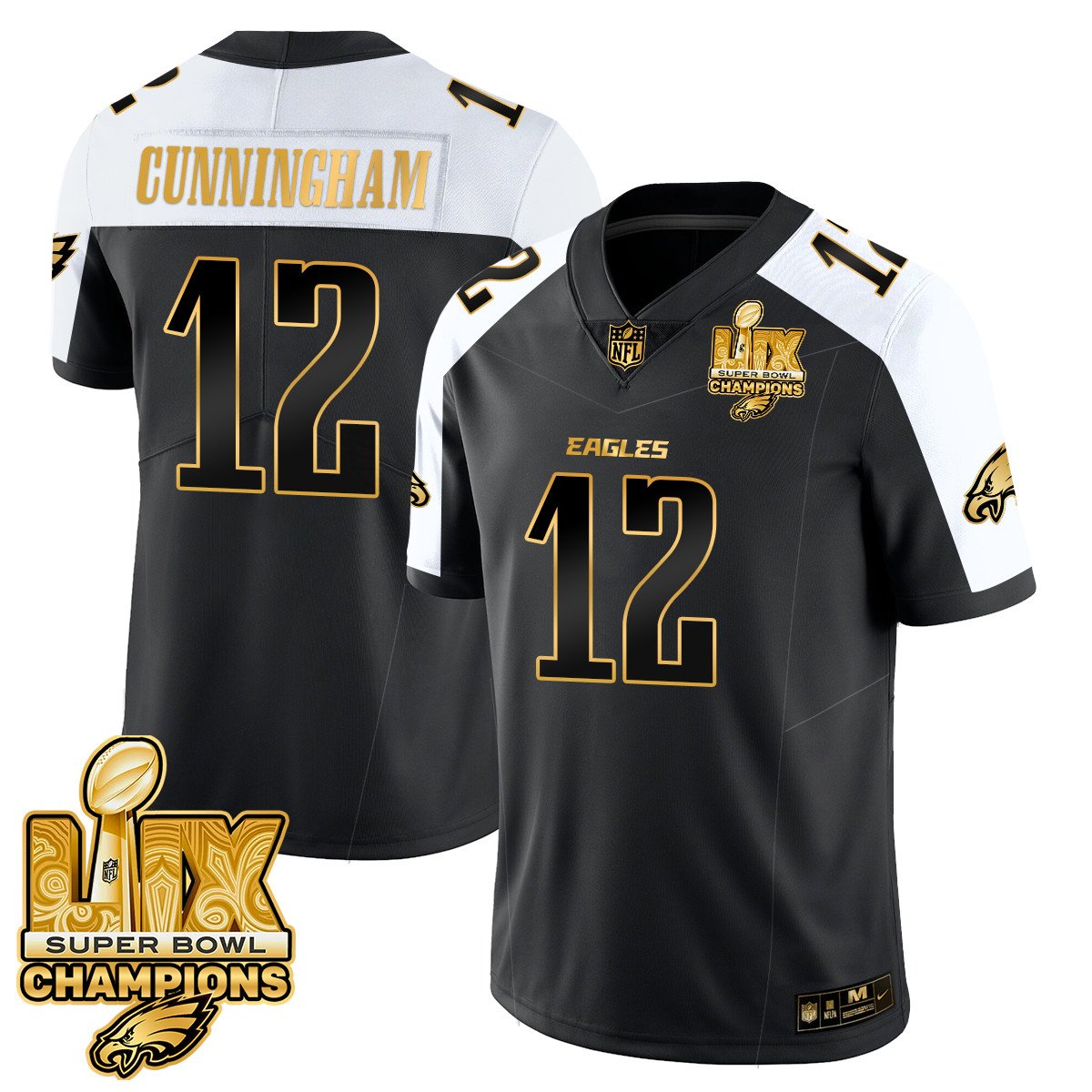 Randall Cunningham Men's Philadelphia Eagles Super Bowl LIX Champions Gold Vapor Limited Alternate Jersey - All Stitched