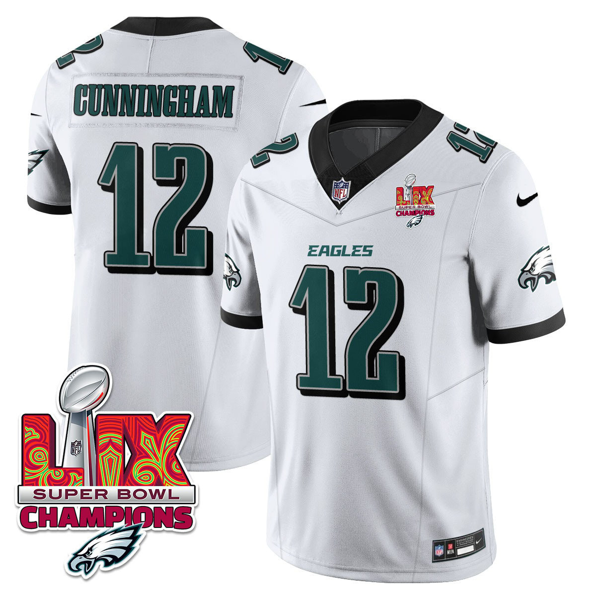 Randall Cunningham Men's Philadelphia Eagles Super Bowl LIX Champions Vapor Limited White Jersey - All Stitched