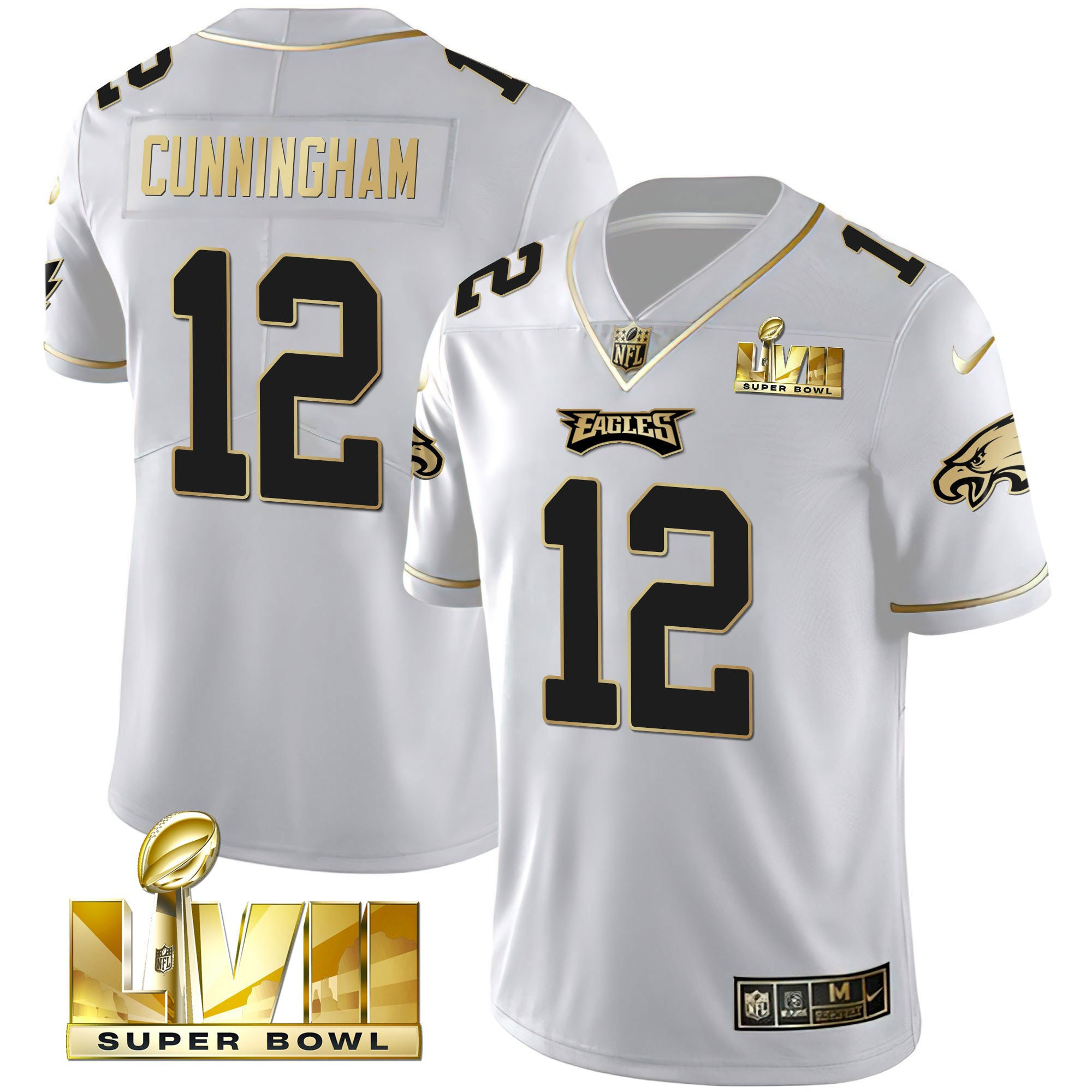 Randall Cunningham Men's Philadelphia Eagles Super Bowl Vapor Gold White Gold Jersey - All Stitched