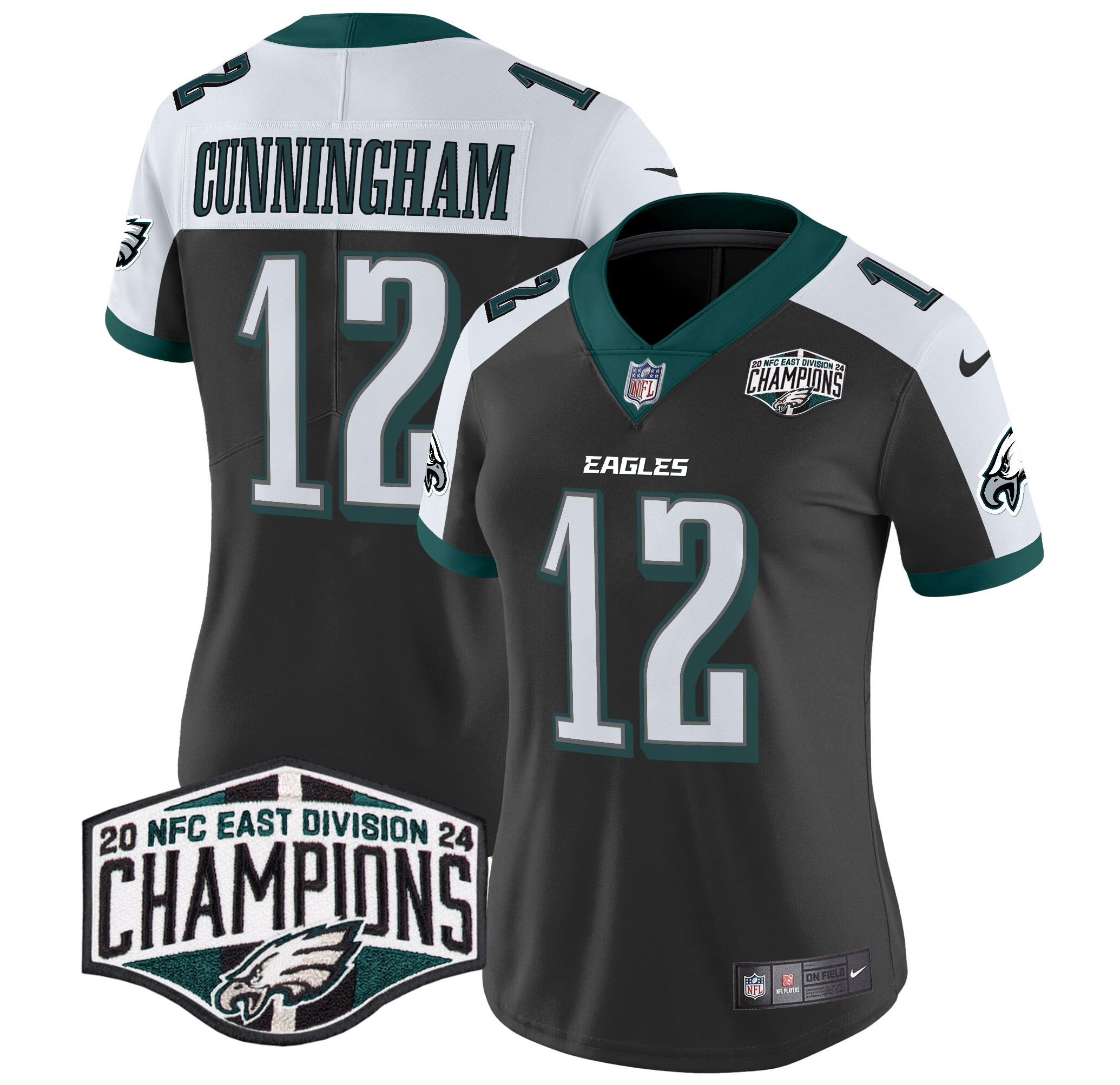 Randall Cunningham Women's Philadelphia Eagles 2024 NFC East Division Champions Vapor Limited Black Alternate Jersey - All Stitched