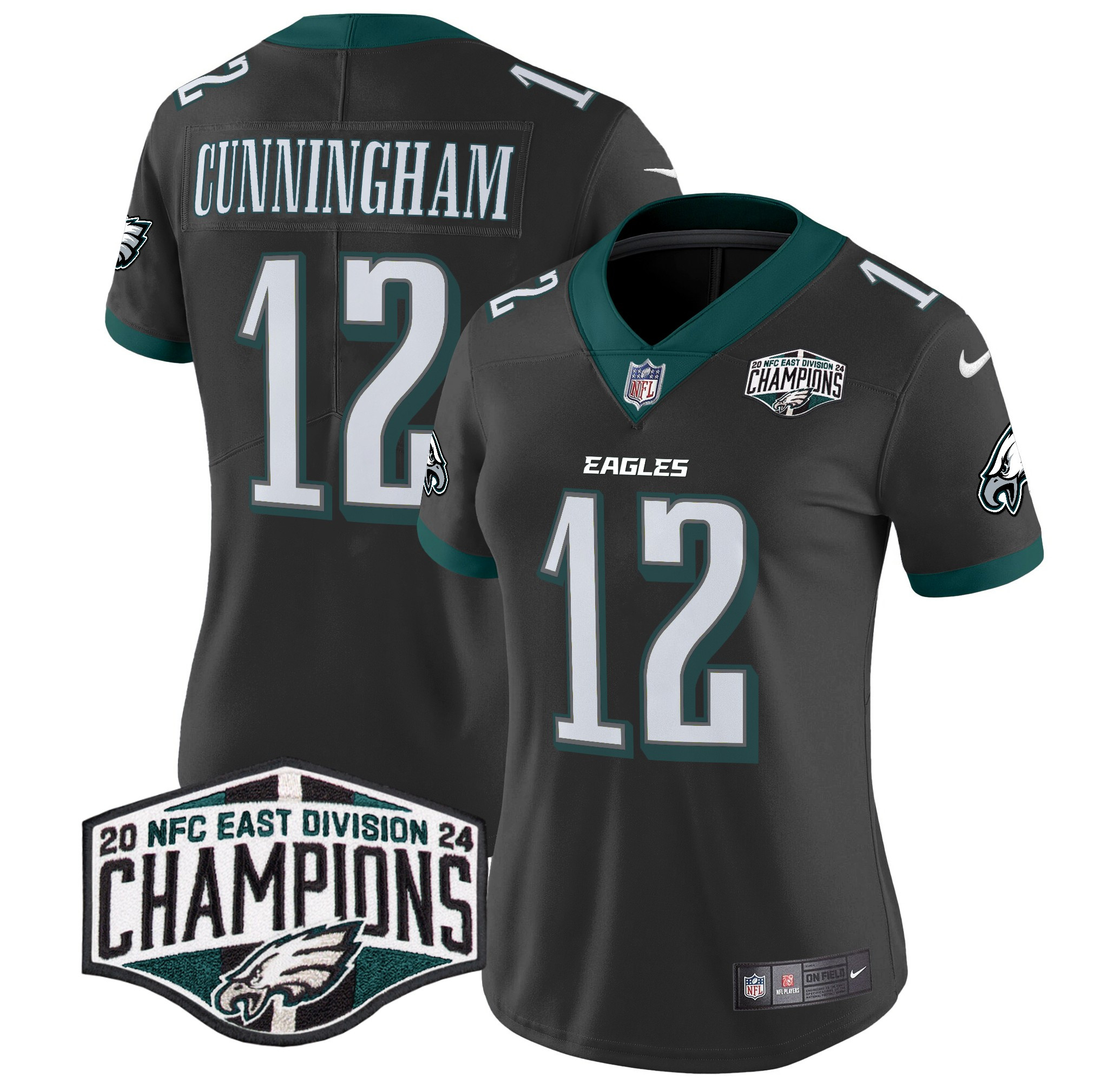 Randall Cunningham Women's Philadelphia Eagles 2024 NFC East Division Champions Vapor Limited Black Jersey - All Stitched