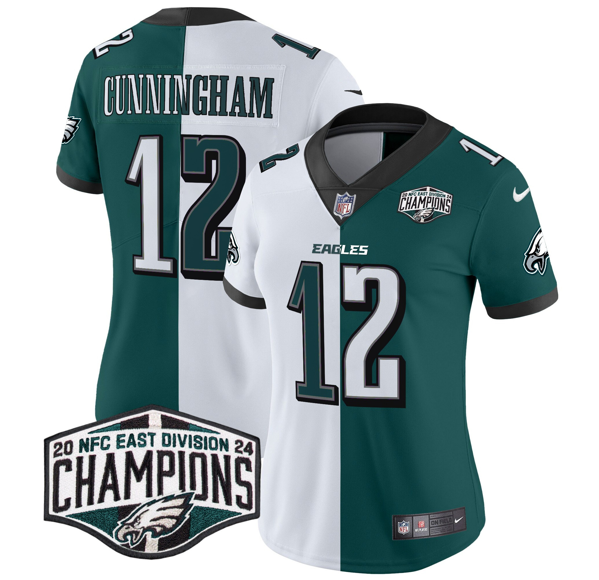 Randall Cunningham Women's Philadelphia Eagles 2024 NFC East Division Champions Vapor Limited Split Jersey - All Stitched