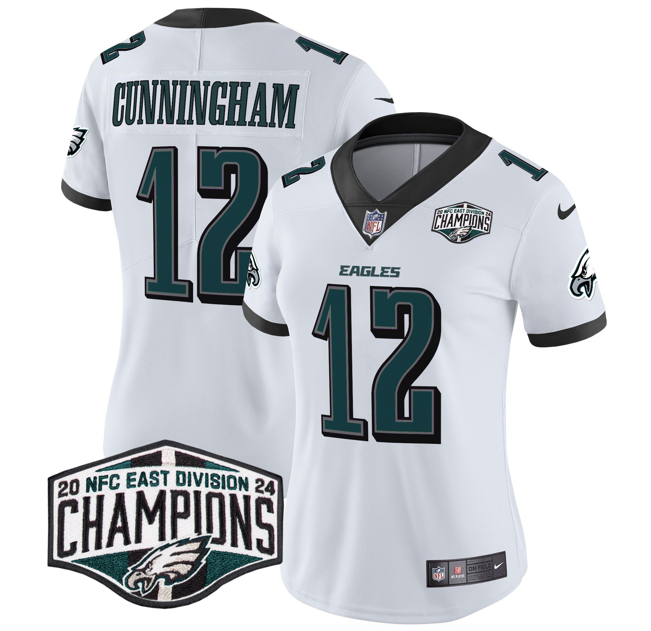 Randall Cunningham Women's Philadelphia Eagles 2024 NFC East Division Champions Vapor Limited White Jersey - All Stitched