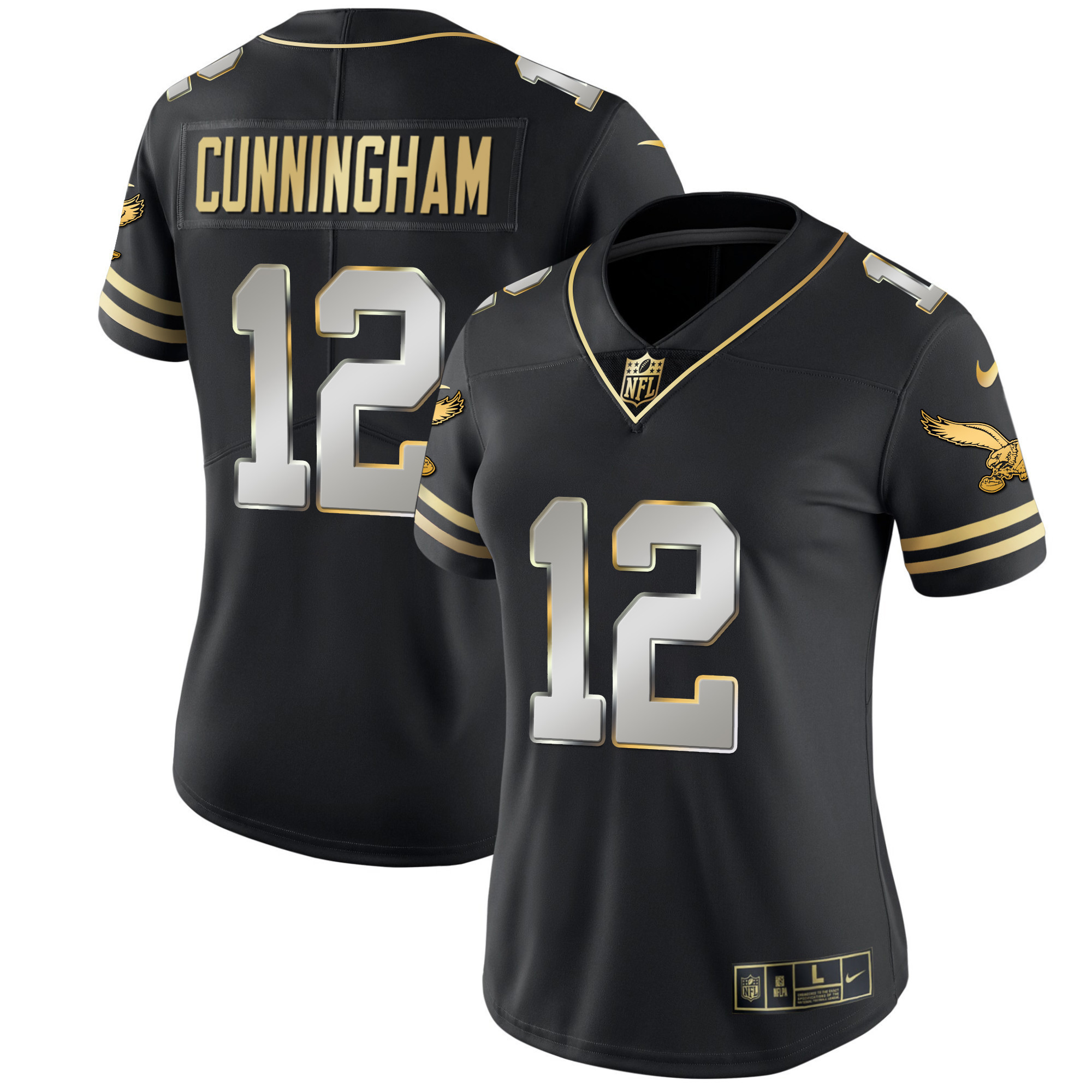 Randall Cunningham Women's Philadelphia Eagles Gold & Kelly Vapor Black Limited Jersey - All Stitched