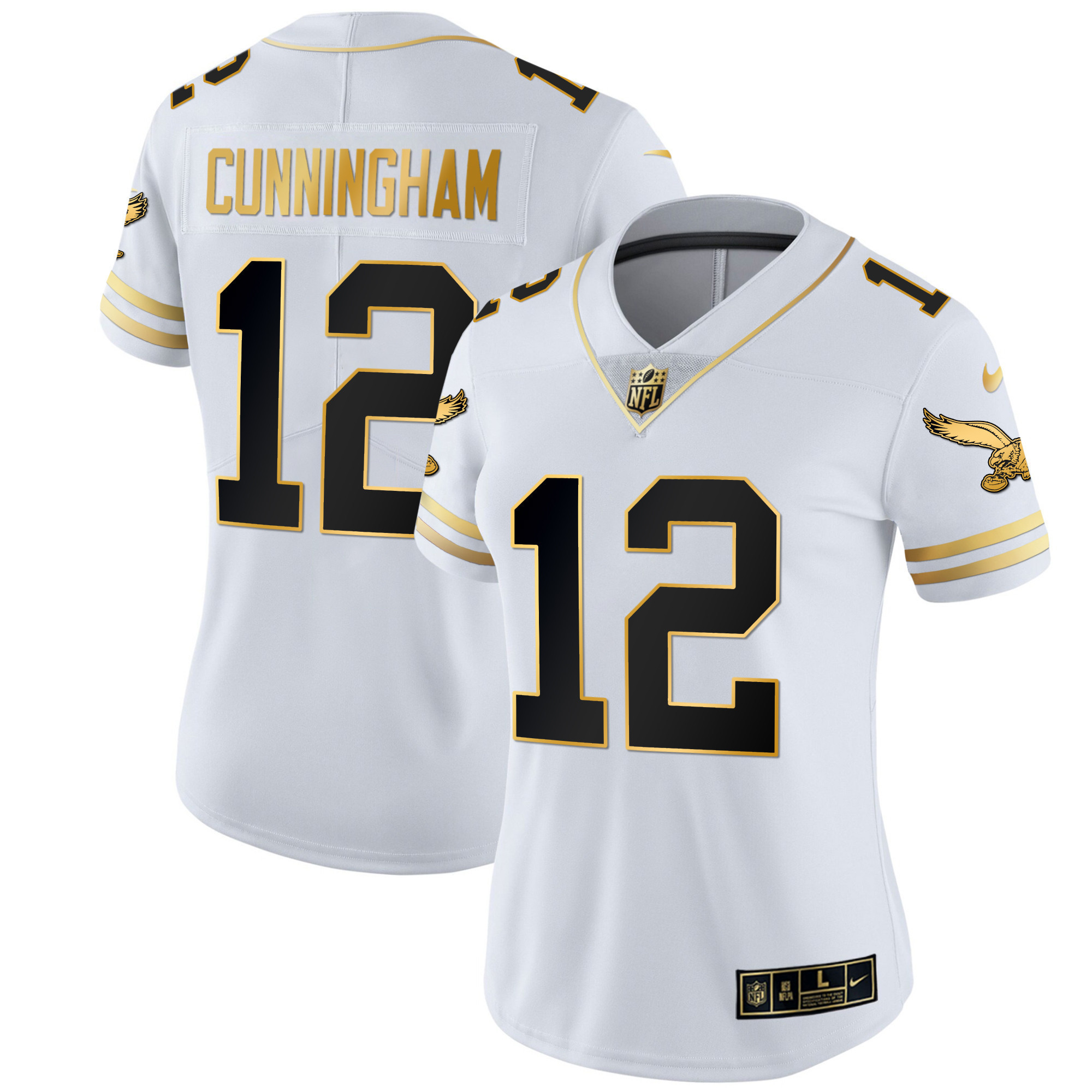 Randall Cunningham Women's Philadelphia Eagles Gold & Kelly Vapor White Gold Jersey - All Stitched