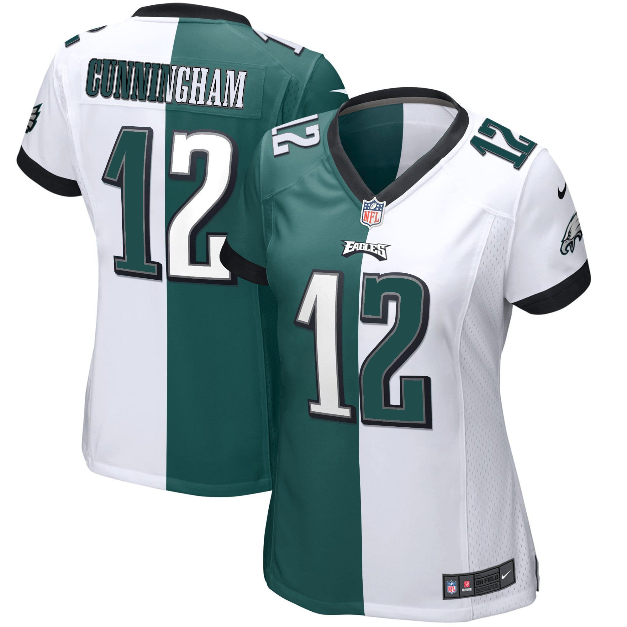 Randall Cunningham Women's Philadelphia Eagles Gold & Split Vapor - All Stitched Split Jersey - All Stitched