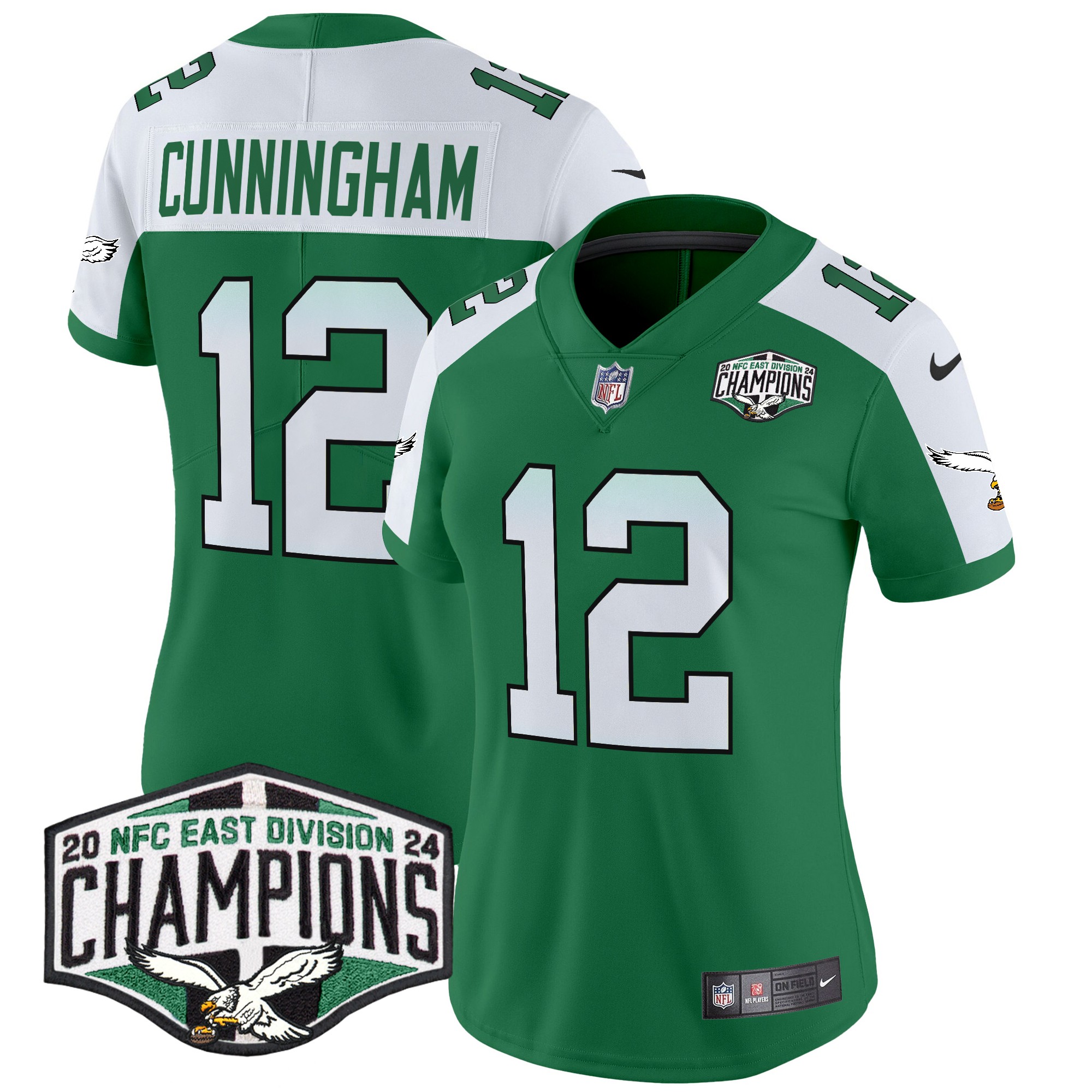 Randall Cunningham Women's Philadelphia Eagles Kelly Green 2024 NFC East Division Champions Vapor Limited Kelly Alternate Jersey - All Stitched