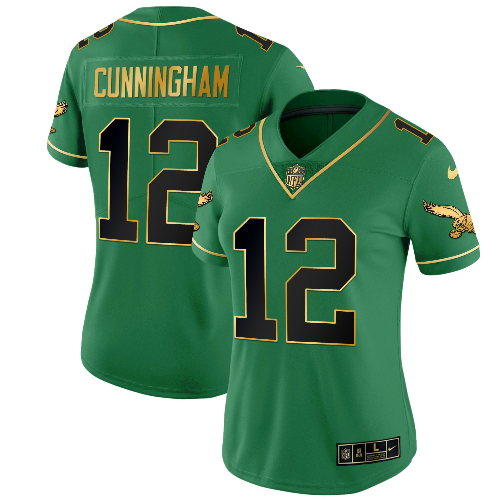 Randall Cunningham Women's Philadelphia Eagles Kelly Green Gold Black Kelly Jersey - All Stitched