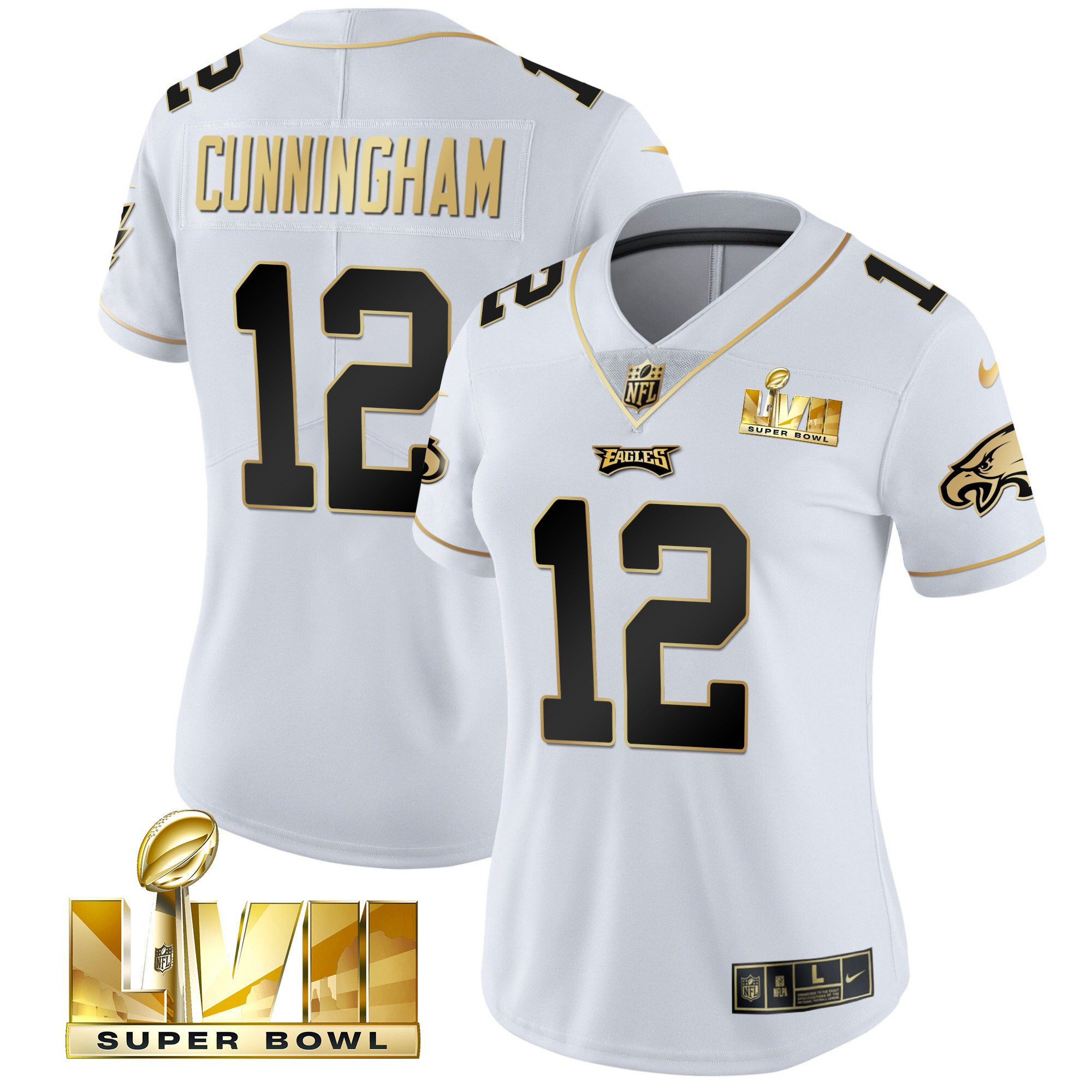 Randall Cunningham Women's Philadelphia Eagles Super Bowl LVII Gold Vapor White Gold Jersey - All Stitched