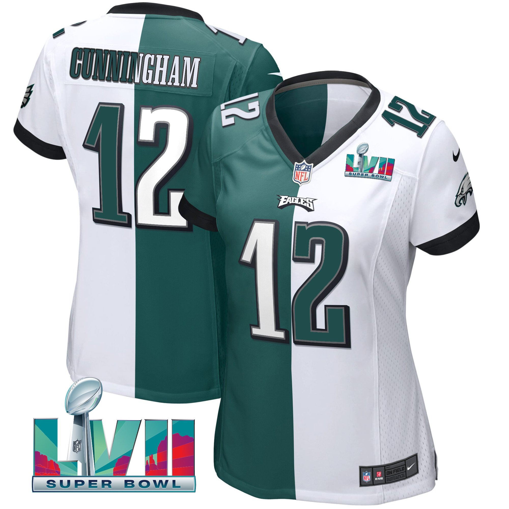 Randall Cunningham Women's Philadelphia Eagles Super Bowl LVII Split Split White Green Jersey - All Stitched