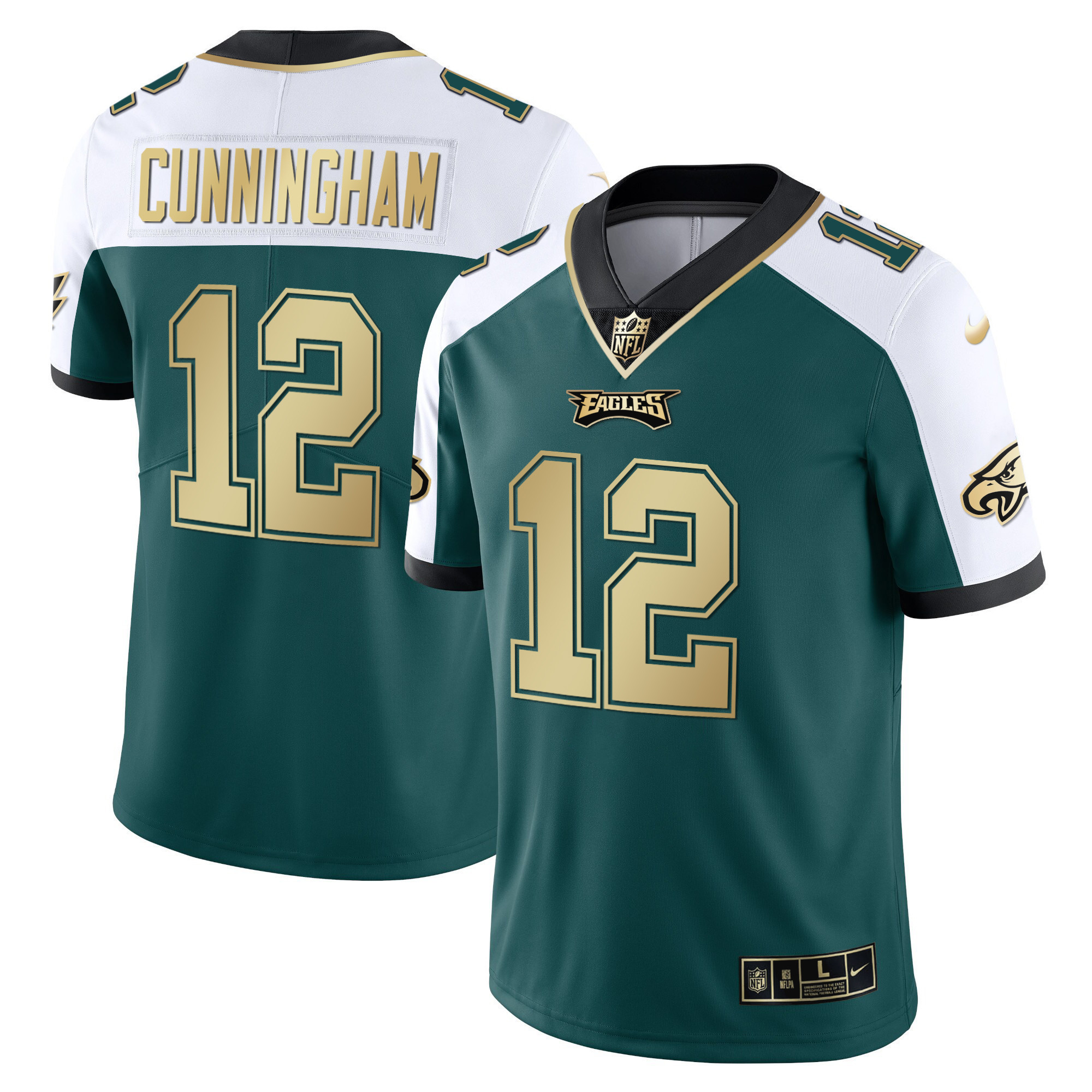 Randall Cunningham Youth's Philadelphia Eagles Gold & Split Vapor - All Stitched Alternate Green Jersey - All Stitched