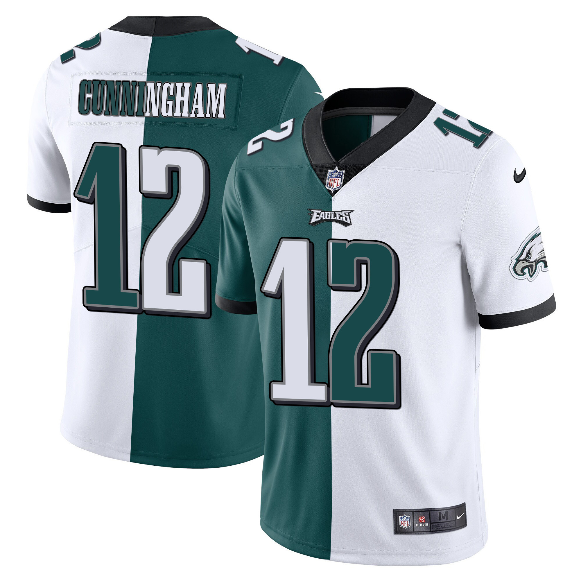 Randall Cunningham Youth's Philadelphia Eagles Gold & Split Vapor - All Stitched Split Jersey - All Stitched