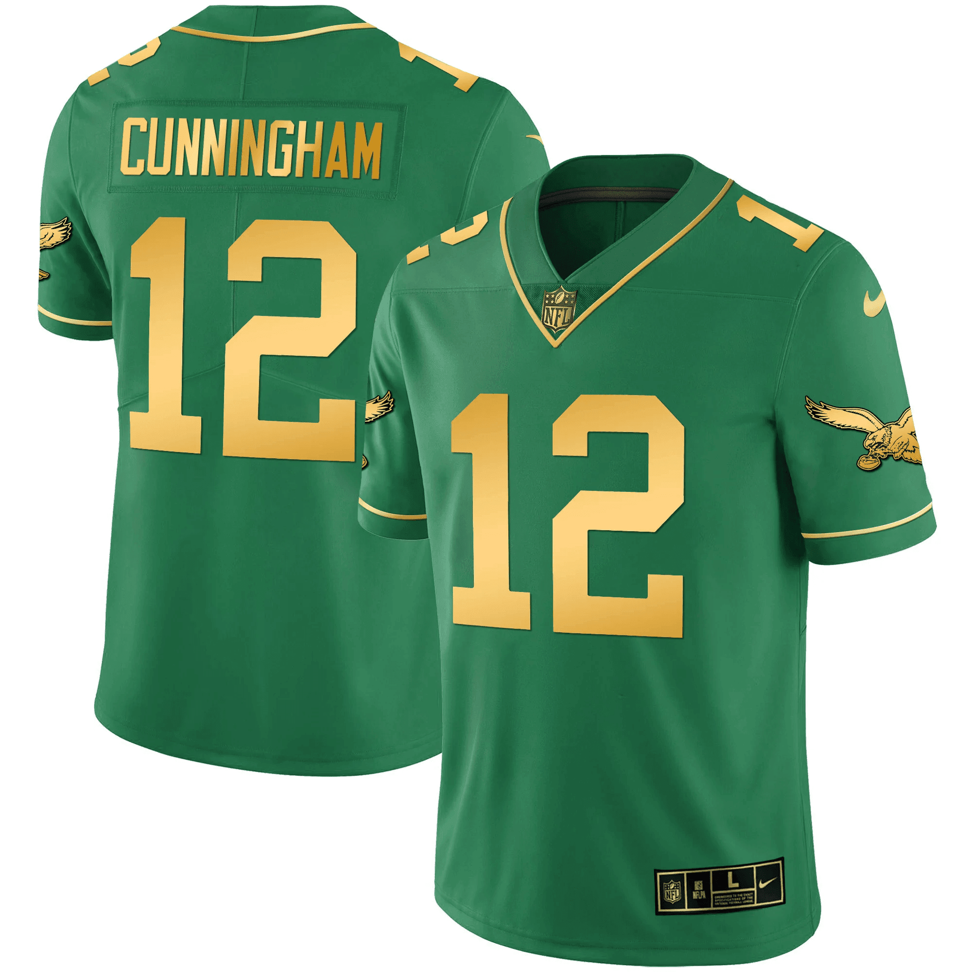Randall Cunningham Youth's Philadelphia Eagles Kelly Green Gold Kelly Gold Jersey - All Stitched