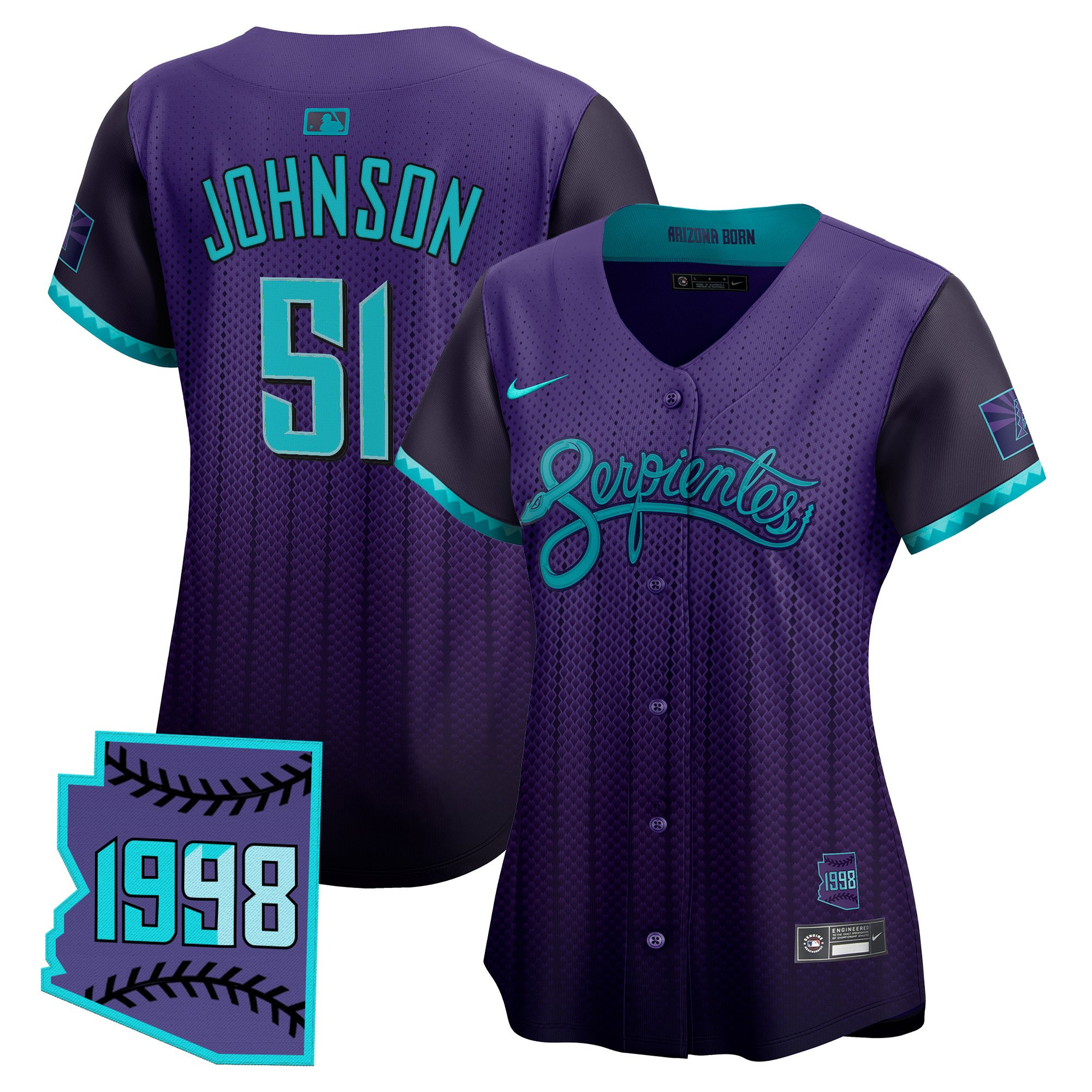Randy Johnson Women's Arizona Diamondbacks 2025 City Connect Vapor Premier Limited Purple Jersey V2 - Stitched