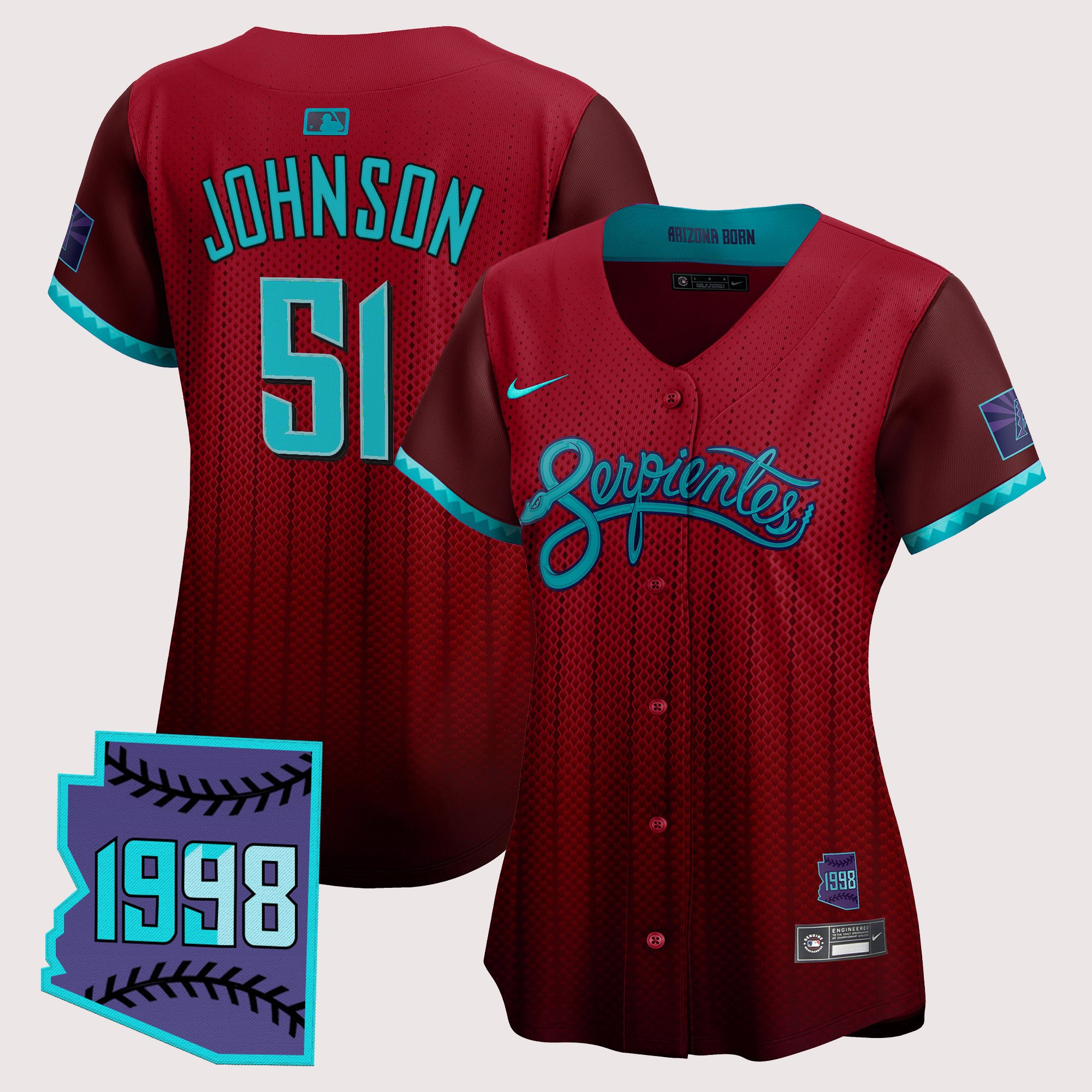 Randy Johnson Women's Arizona Diamondbacks 2025 City Connect Vapor Premier Limited Red Jersey V2 - Stitched