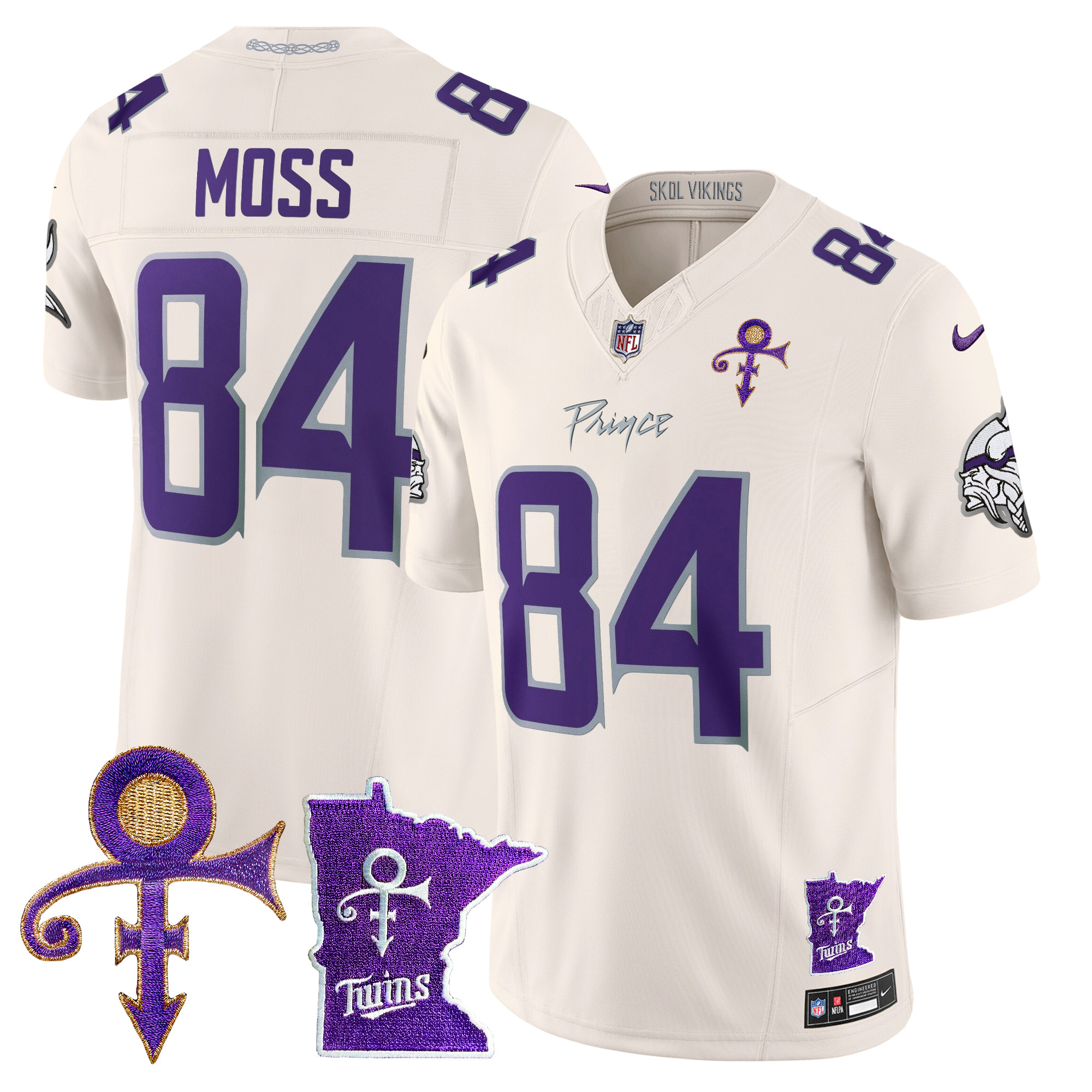 Randy Moss Men's Minnesota Vikings 2024 Prince Vapor Limited Cream Jersey - All Stitched