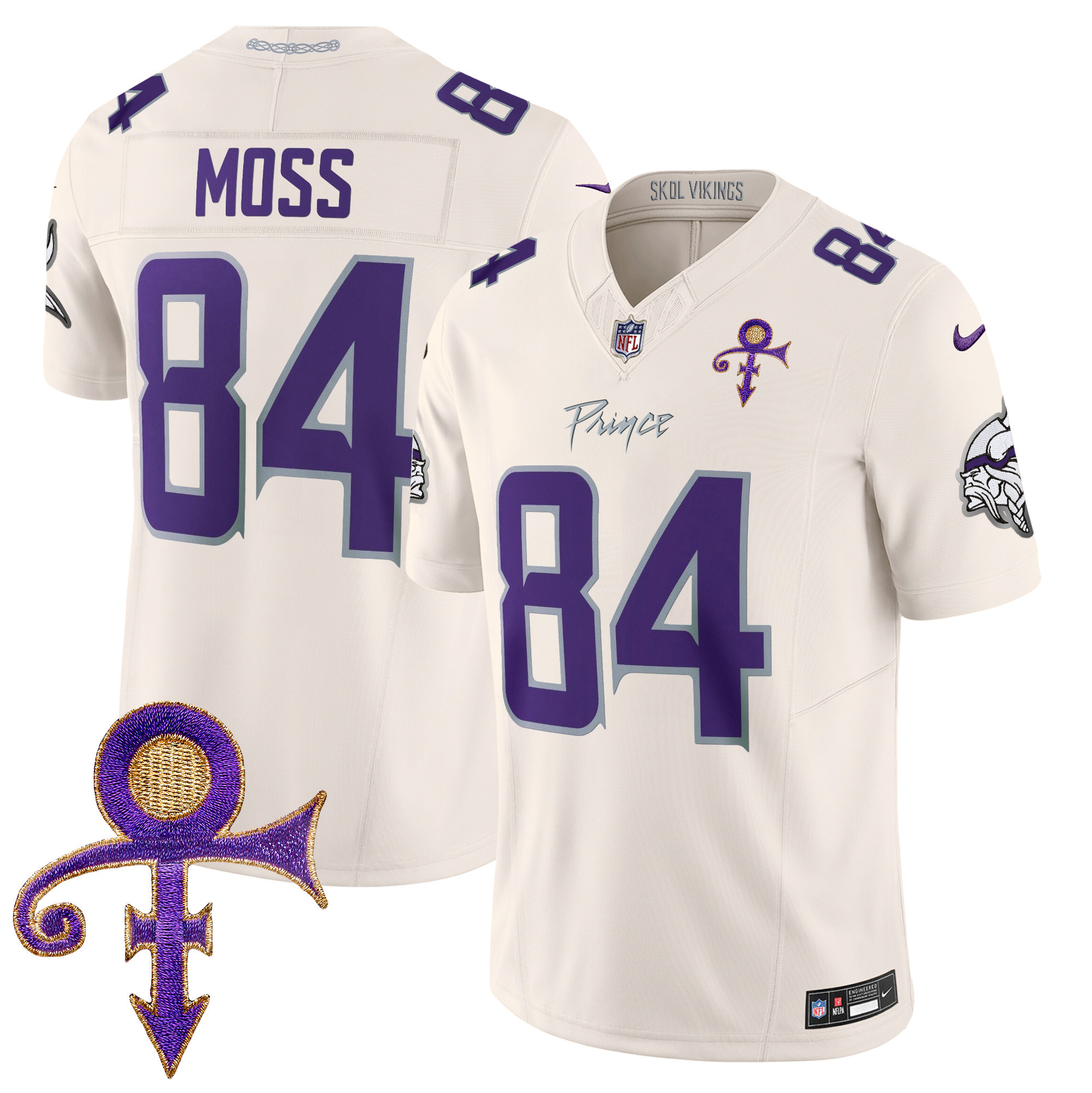 Randy Moss Men's Minnesota Vikings 2024 Prince Vapor Limited Cream Jersey - All Stitched