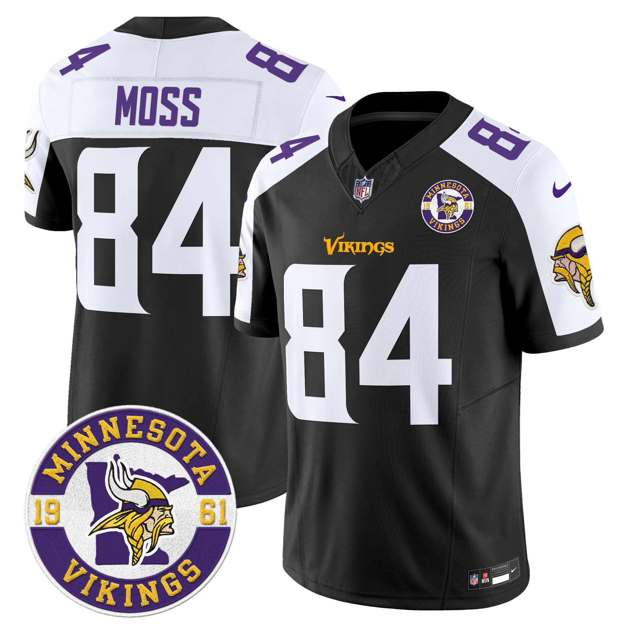 Randy Moss Men's Minnesota Vikings 2024 Vapor Limited Black Alternate Jersey - All Stitched