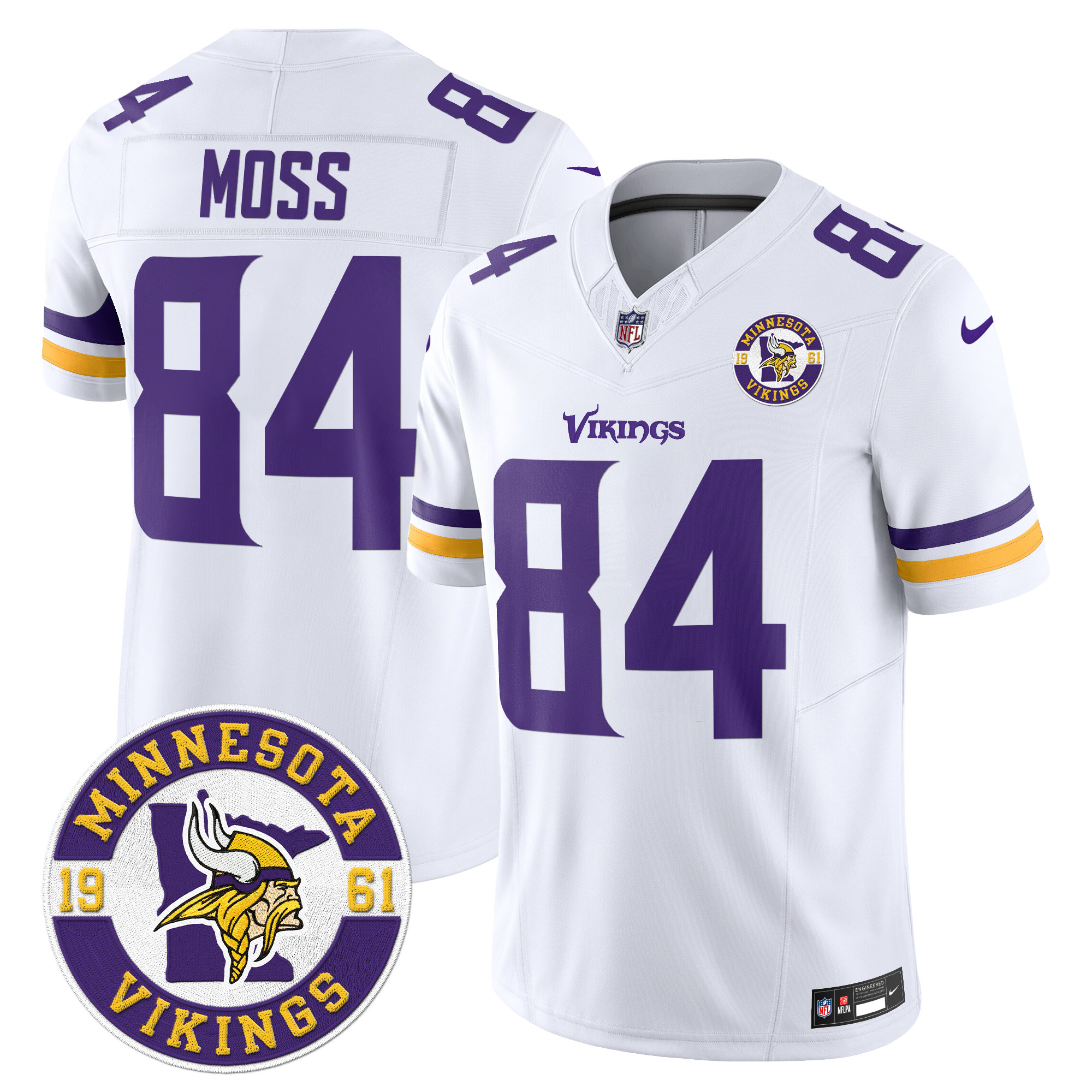 Randy Moss Men's Minnesota Vikings 2024 Vapor Limited White Jersey - All Stitched