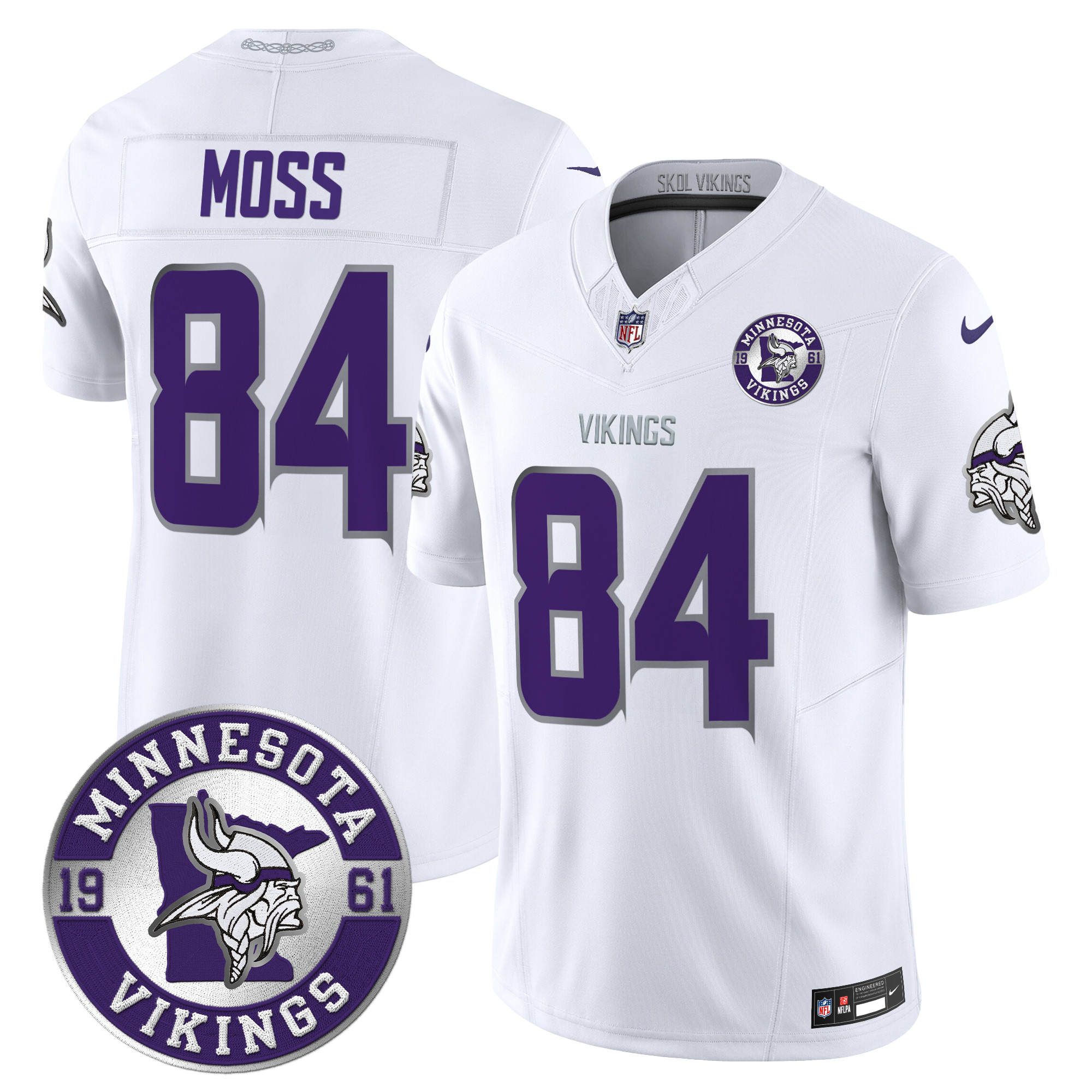 Randy Moss Men's Minnesota Vikings 2024 Vapor Limited White Limited Jersey - All Stitched