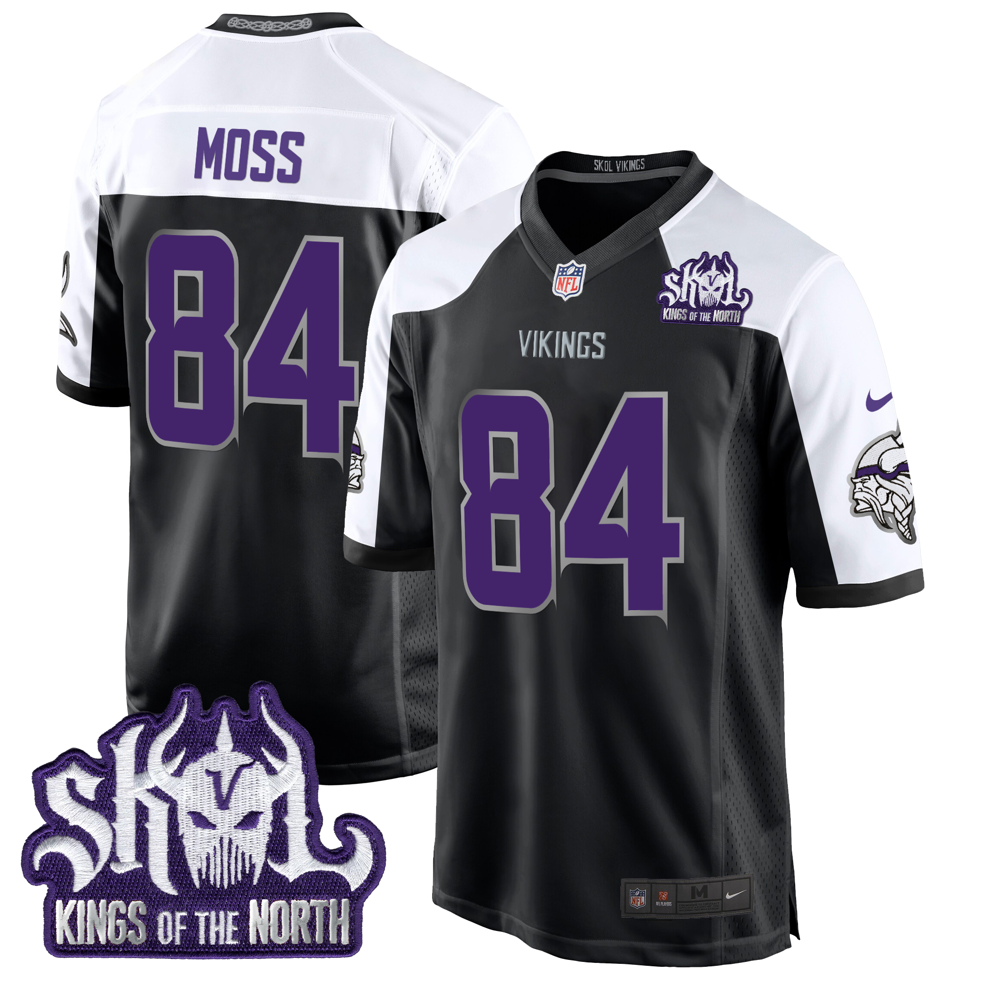Randy Moss Men's Minnesota Vikings 2024 Winter Warrior Skol Patch Game Black Alternate Jersey - All Stitched