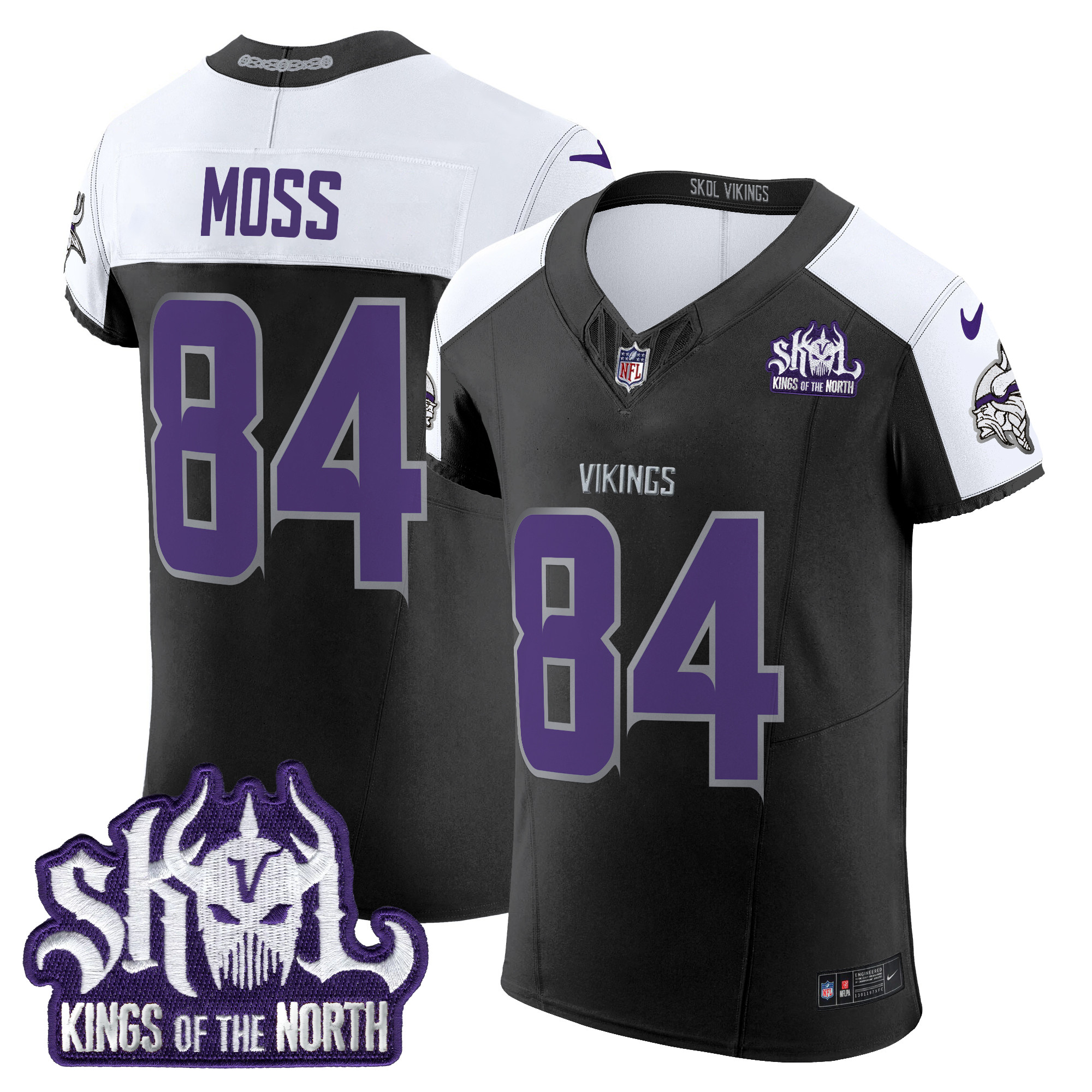 Randy Moss Men's Minnesota Vikings 2024 Winter Warrior Skol Patch Vapor Elite Black Alternate Jersey - All Stitched