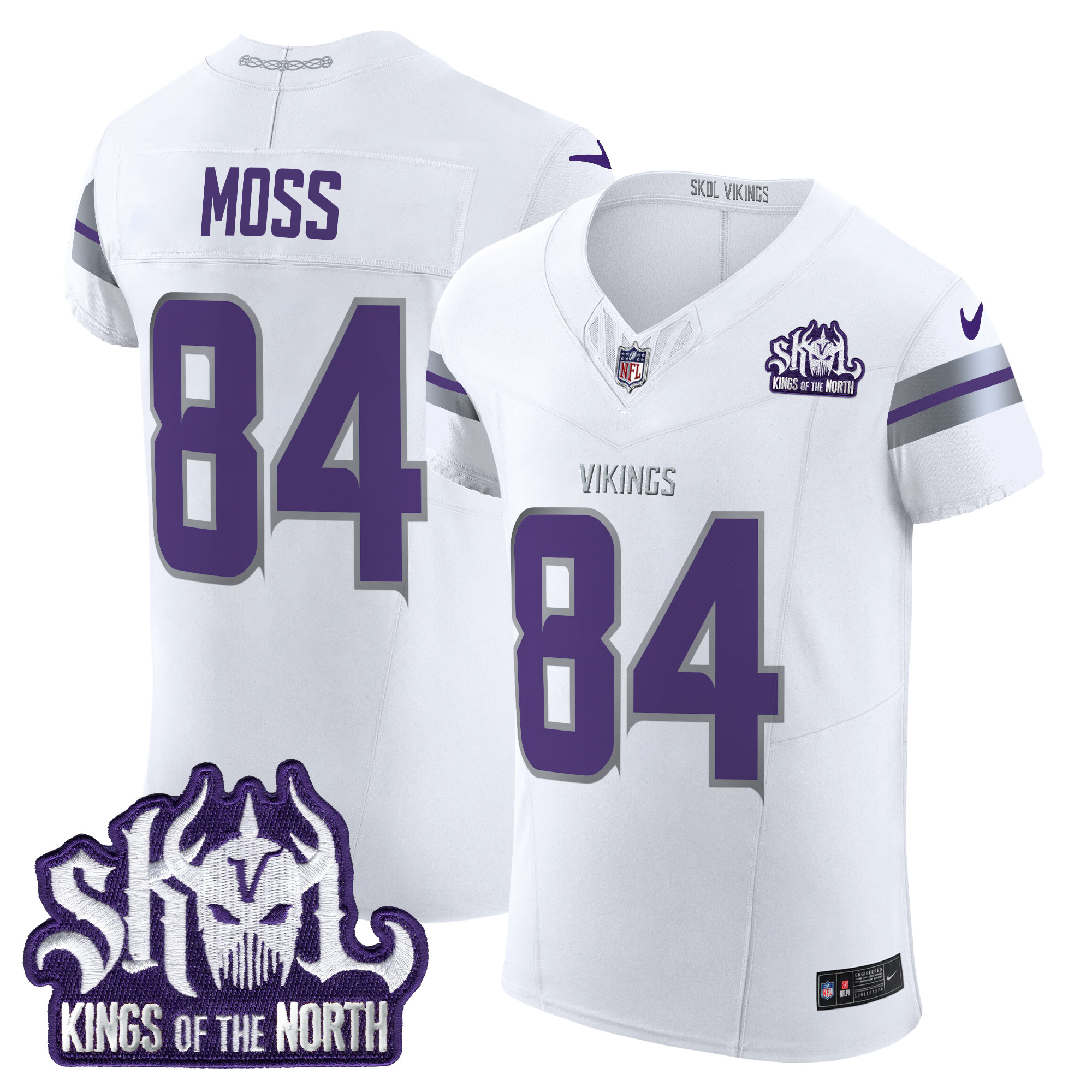 Randy Moss Men's Minnesota Vikings 2024 Winter Warrior Skol Patch Vapor Elite White Jersey - All Stitched